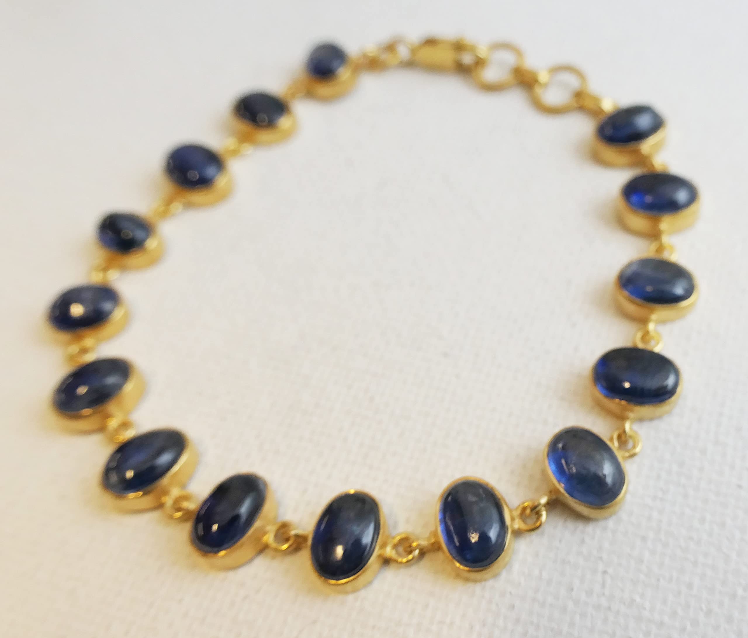 Pulsera de plata de ley con baño de oro de cianita