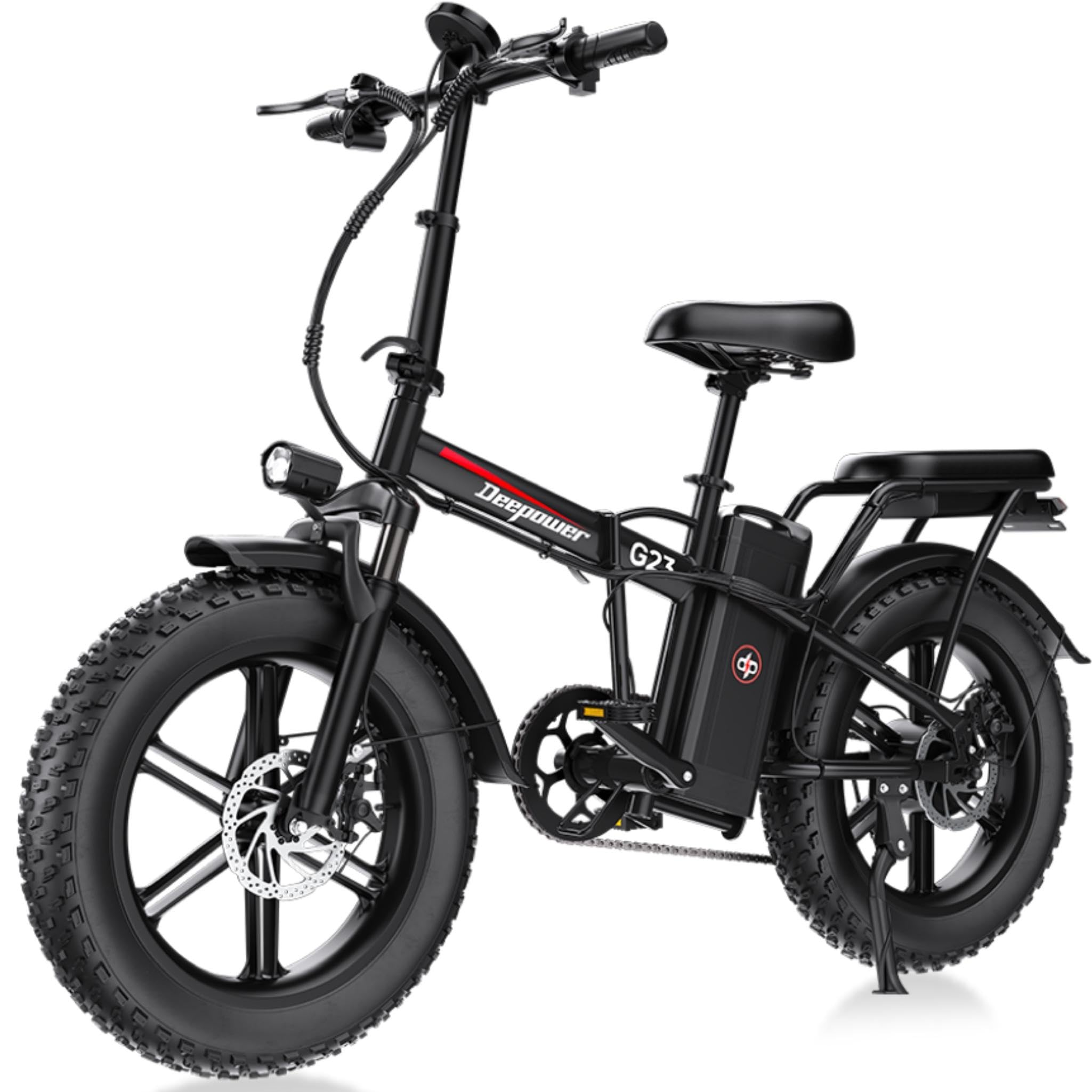 DEEPOWER G23 Vélo Électrique Pliable, VAE à Pneus Larges 20" × 4.0, Batterie Amovible 48V 35Ah/25Ah/17Ah, Autonomie 50–150 km, 7 Vitesses, Suspension Intégrale, VTT Électrique