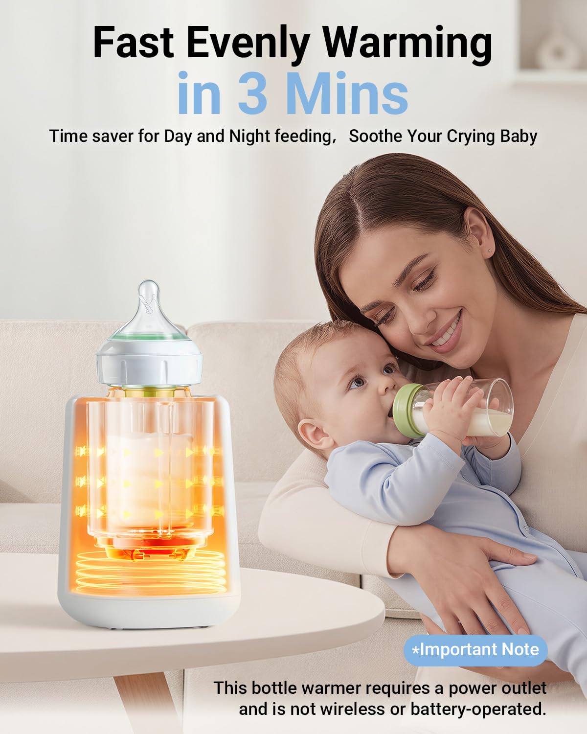 Bear Bottle Warmer, Baby Milk Warmer Breastmilk Bag Formula Fast Warming for New Born Baby Bottles, Time Temp Control Automatic Shut Off at Home Use