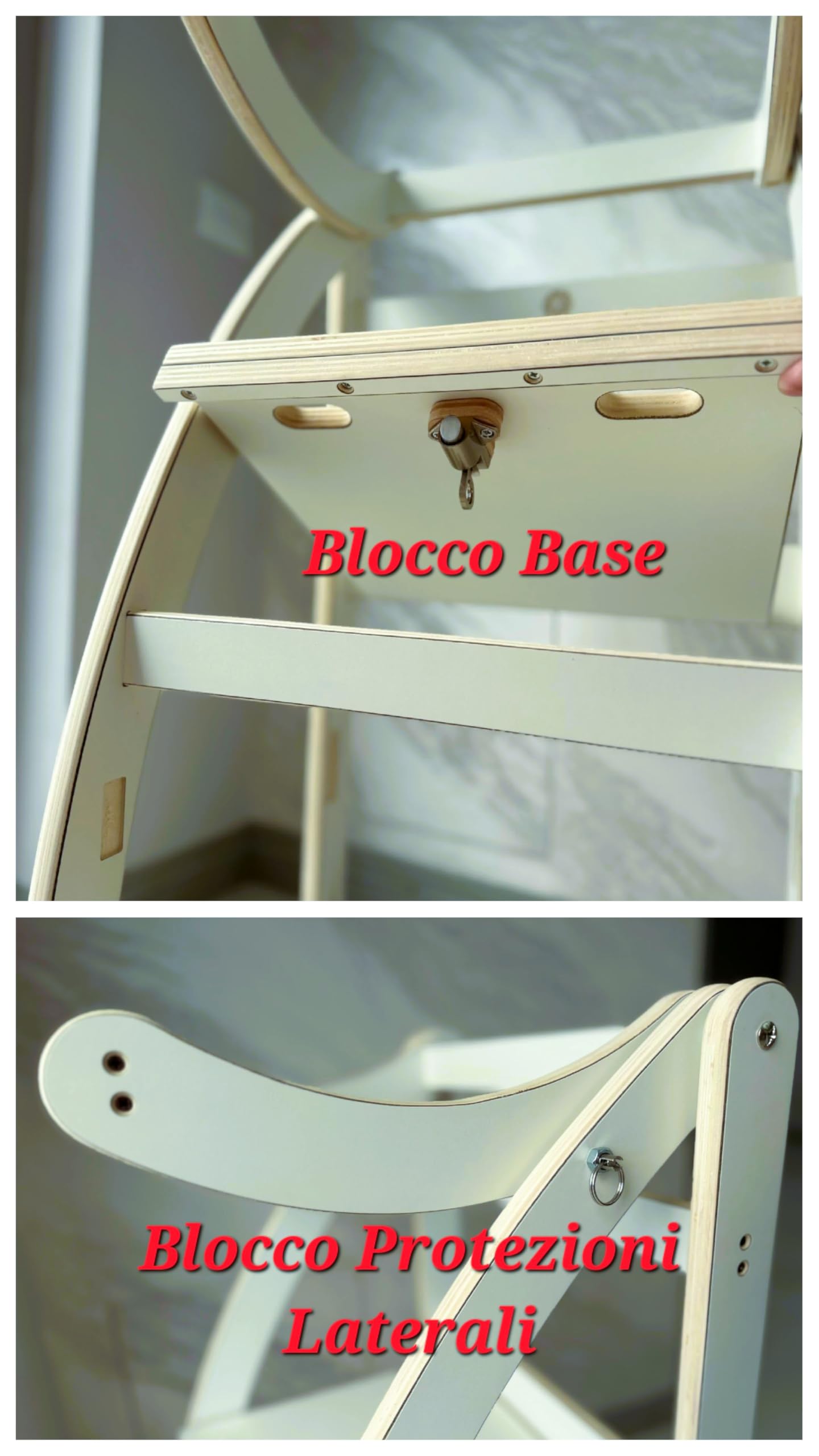 Learning Tower Richiudibile con Blocco per Bambini - Torre Montessori Regolabile su 3 Altezze e Richiudibile - Torre Montessoriana Richiudibile (Bianco, Standard)