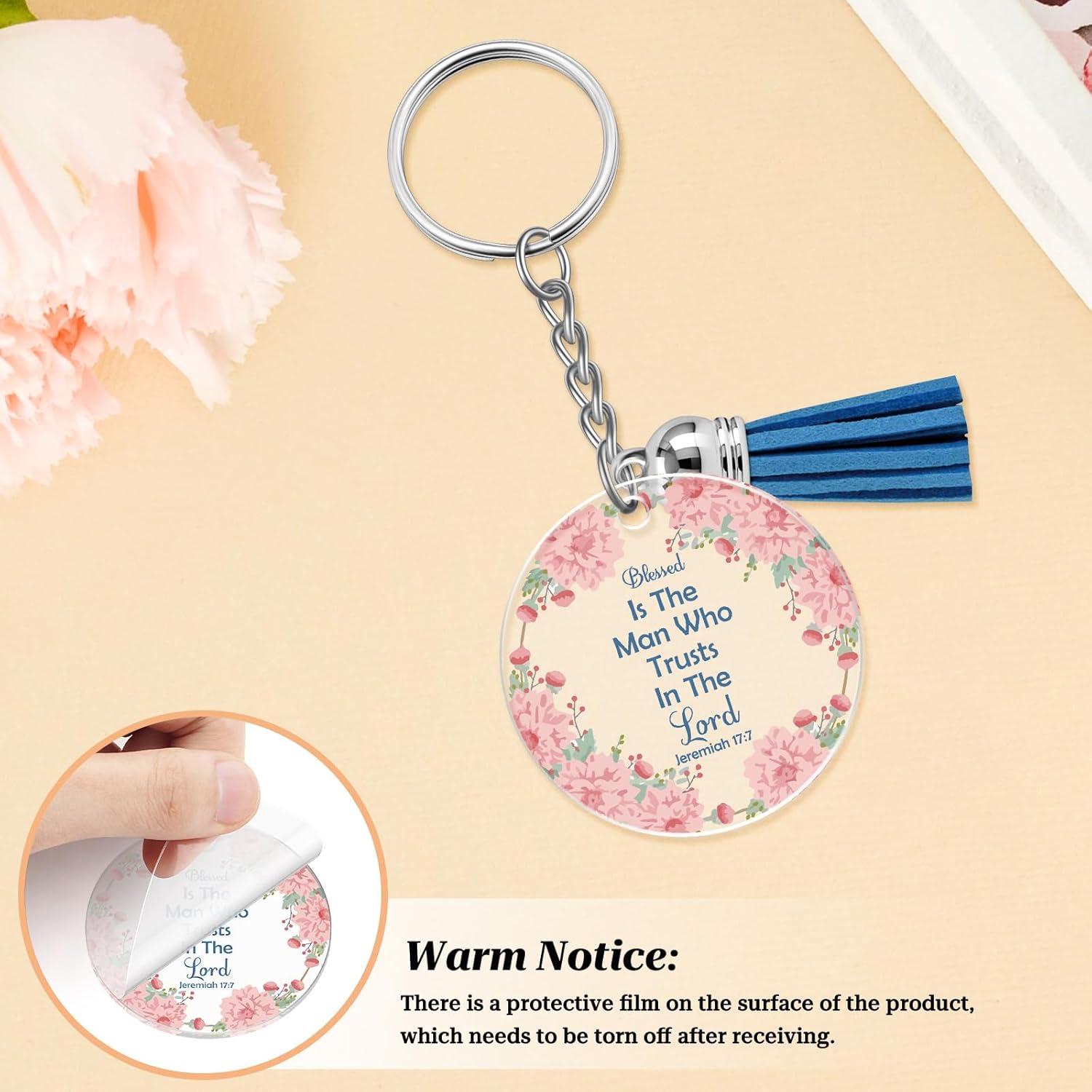 8Pcs Faith Christian Keychain for Women Bible Verse Religious Keychains Bulk Inspirational Christian Gifts for Teen Girl Friend Encouragement Christmas Spiritual Baptism Accessories for Women Men - Image 3