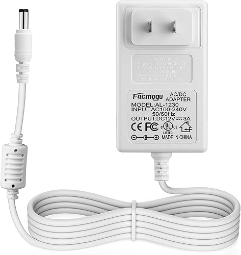 Facmogu Adaptador de fuente de alimentación de 12 V 3 A, CA 100-240V a CC Transformadores de enchufe de pared de 12 voltios, adaptador de fuente de