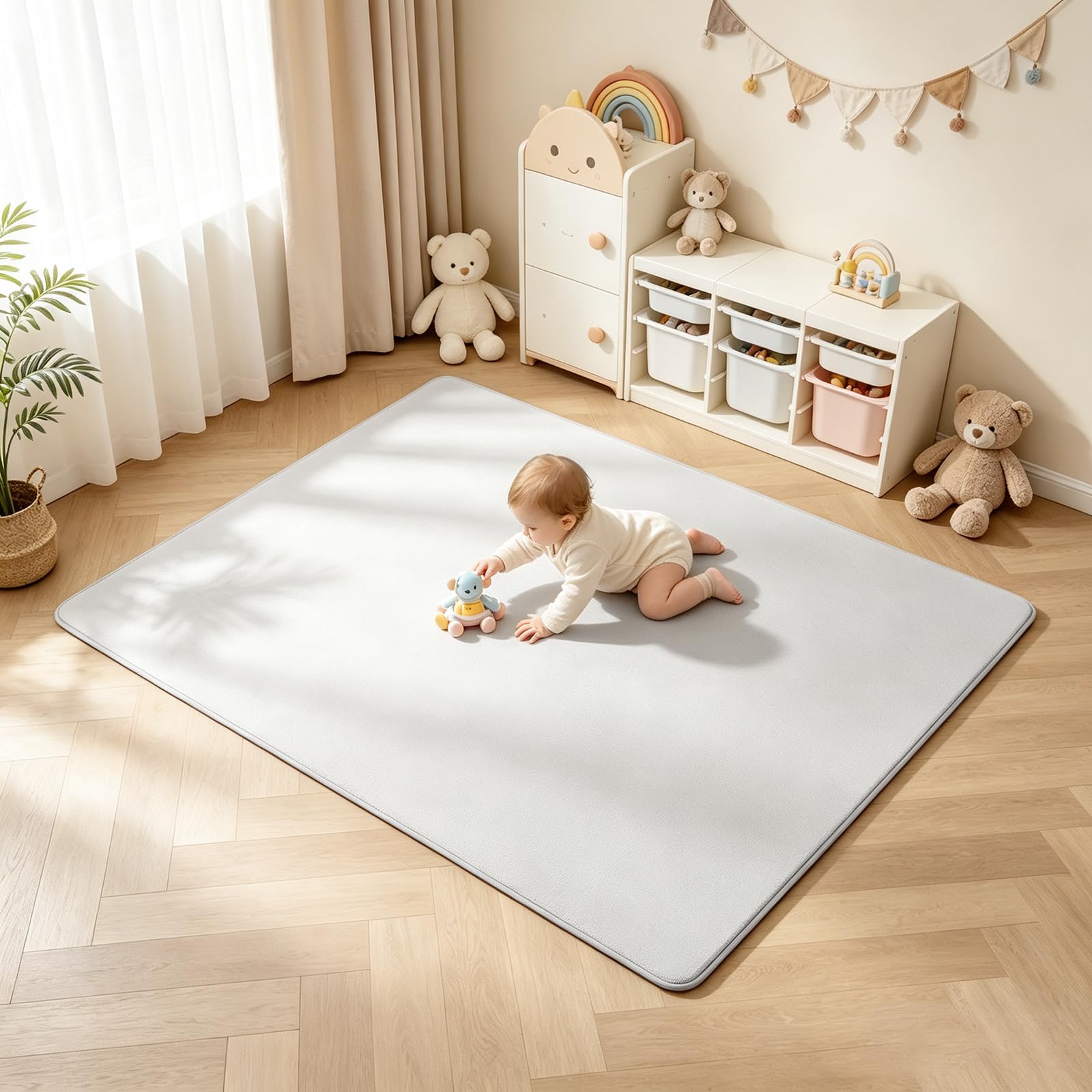 Alfombra de Gateo para Bebés 150x200x3cm, Alfombra Infantil de 3cm de Grosor, Tapete de Espuma Antideslizante y Alfombra de Juegos para Niños, Alfombra Infantil para Cuarto del Bebé y Sala de Estar