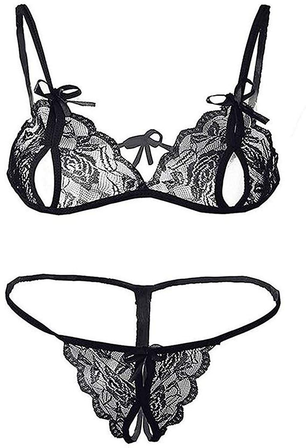 asuron Babydoll Lace Bikini Sets Combo (Red, Blue & Black) (Black)-picture-36