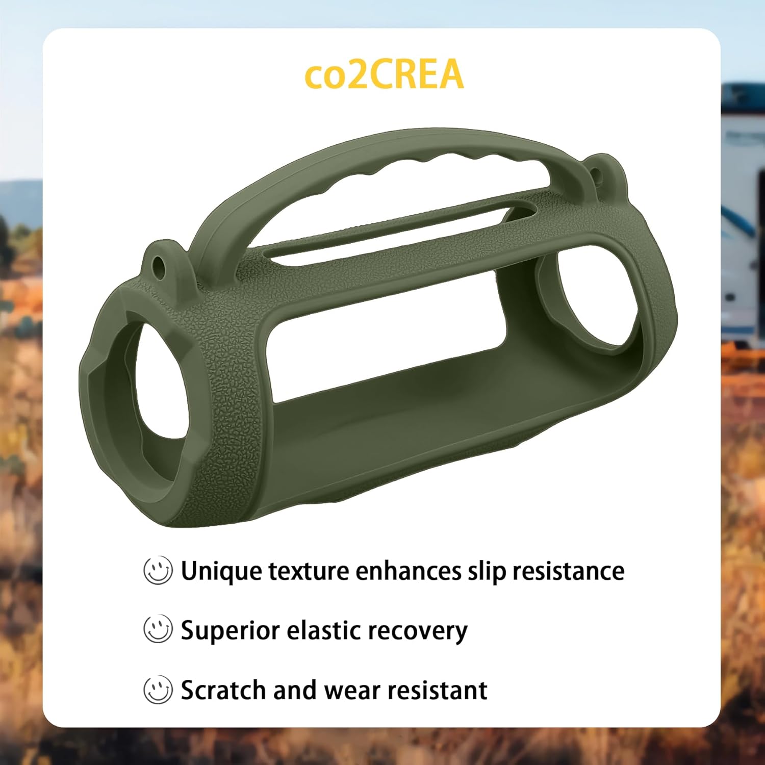 co2CREA Silicone Case for JBL Charge 5 Portable Waterproof Bluetooth Speaker, Portable Travel Soft Cover with Shoulder Strap, Protective Skin Case (Army Green) - Image 5