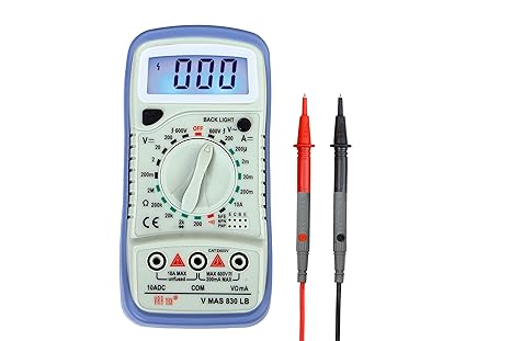 VAR TECH Digital Multimeter V MAS 830 LB, 31/2 Digits (2000 Counts), 600 V AC/DC, with Backlight