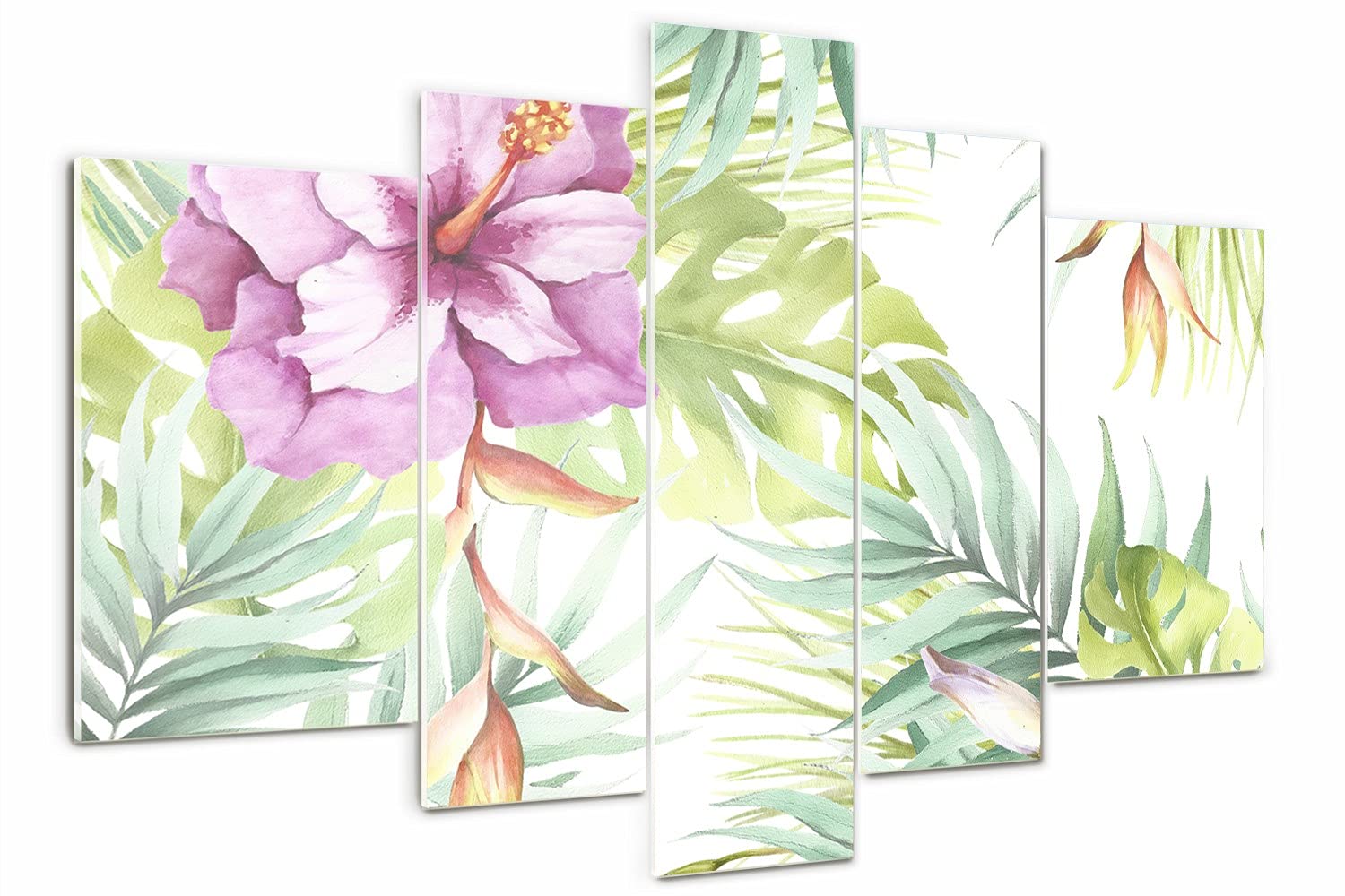 Art mural fleurs hawaïennes pour décorer le salon avec un grand tableau