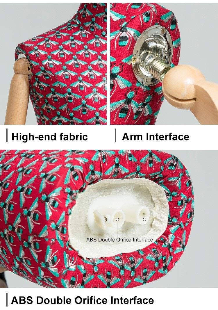 Maniquí femenino para exhibición de ropa de fotografía, forma de vestido de cabeza de torso de maniquí con soporte de trípode de metal, altura ajustable 140 cm - 220 cm (color: con brazos) hermo
