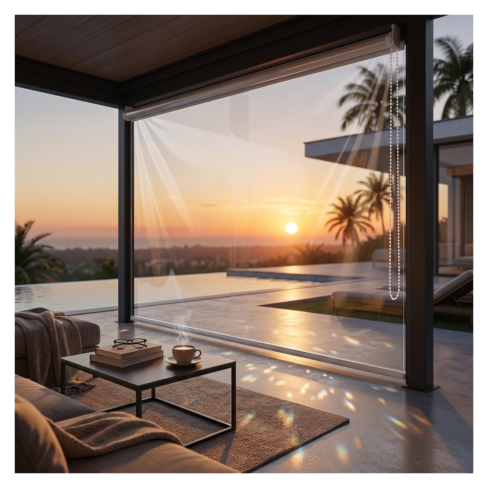 Transparent PVC Roller Shade Blind，porch blinds outdoor roll up weatherproof，clear vinyl roller shades，for Thermal Insulated Uv Protection,for Window(W100*H160cm/W39.37*H62.9in)