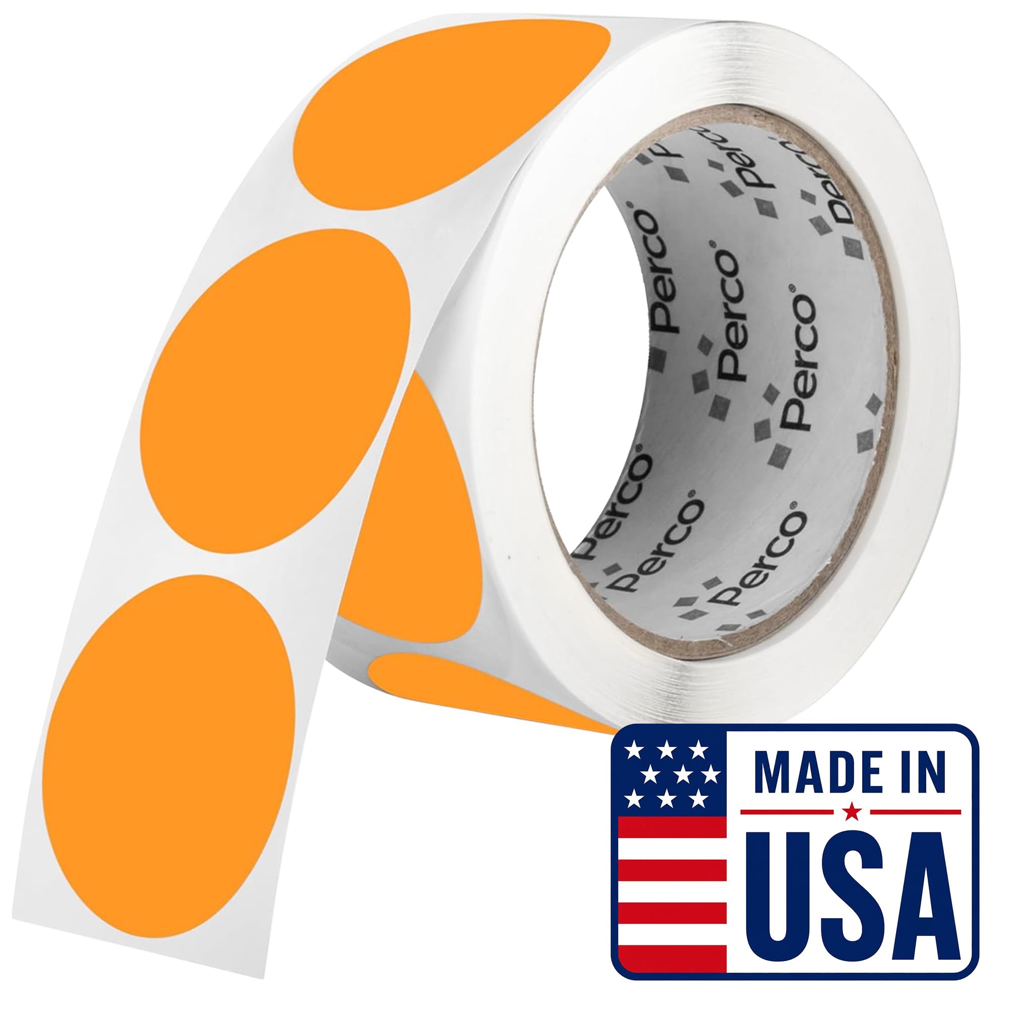 Perco Neon Orange Round Circle Dot Sticker 2-Inch Labels with Perforation for Easy Tear-Off, 500 Stickers per Roll - Clearance, Sale &amp; Limited-Time Offer Labels, High Visibility - Made in USA