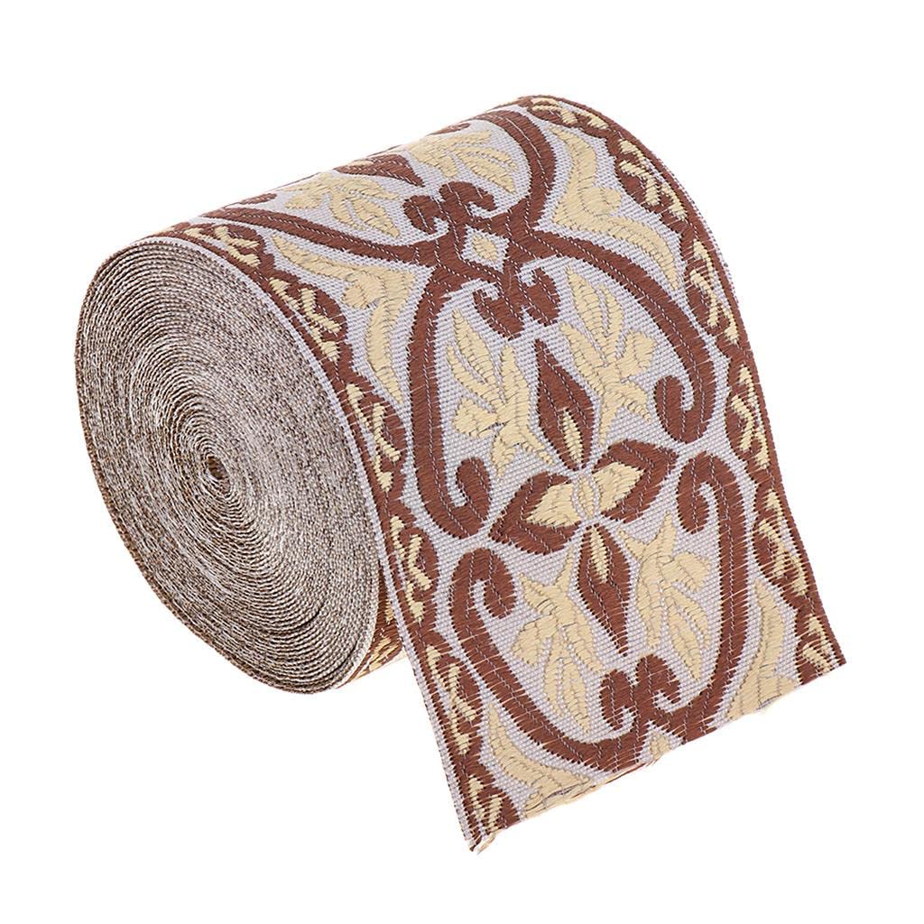 Juego de 10 cintas de tela jacquard beige de 5 m para costura y manualidades, 6 cm, color, 6 cm x 5 m