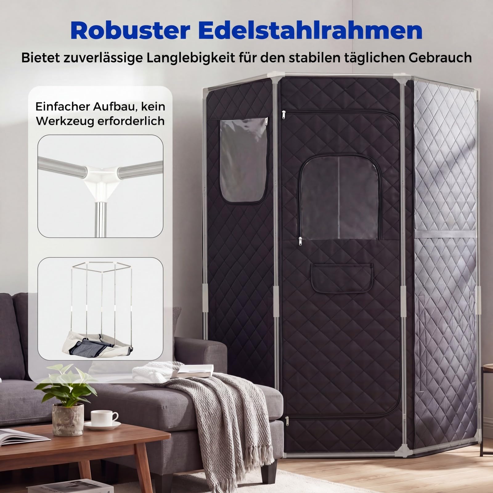 COSTWAY Sauna na podczerwień, składana, namiot do sauny z 6-stopniowym