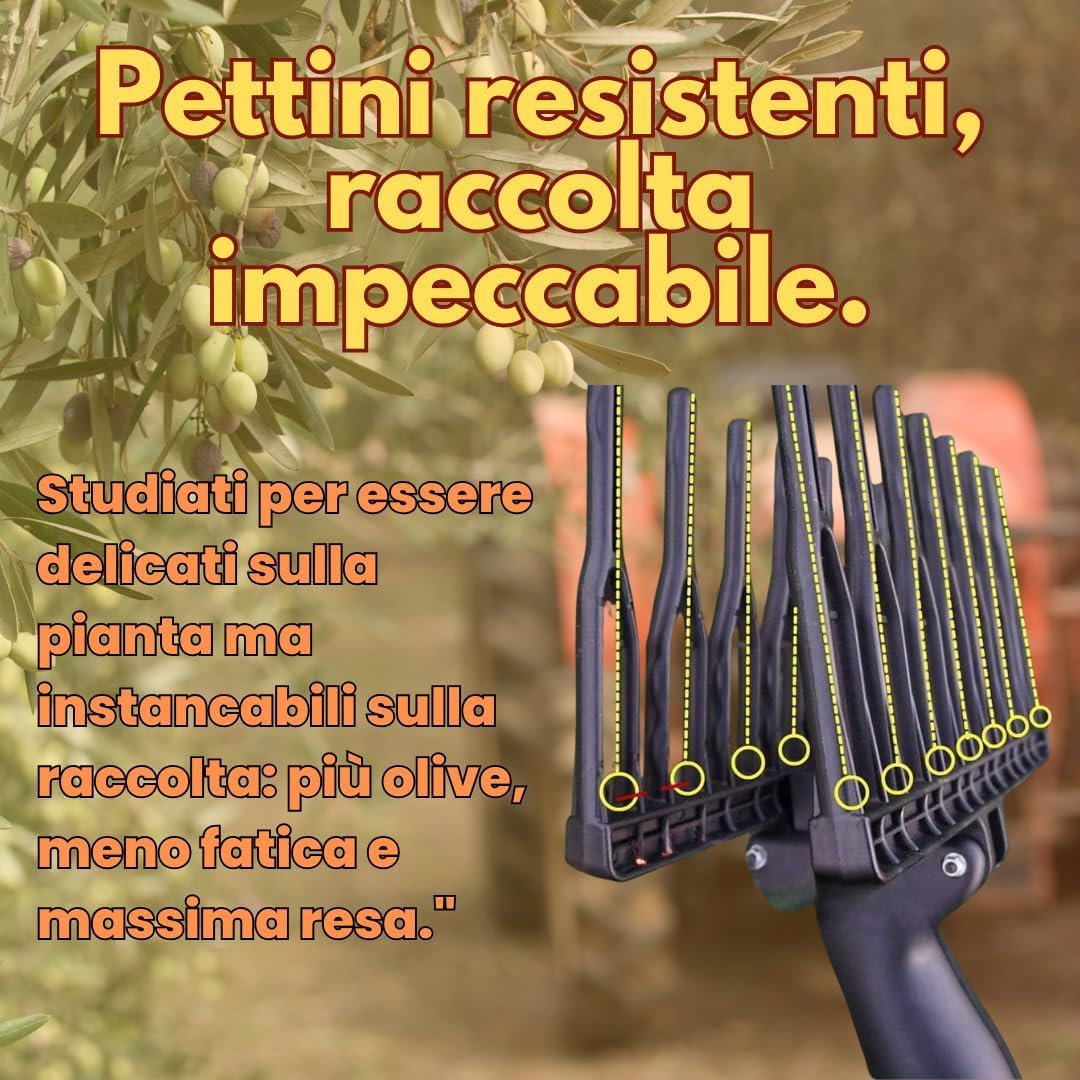 GrecoShop Abbacchiatore Scuotiolive Elettrico Telescopico 12V 400W+Cavo e Morsetti, Fino a 1000 battiti/min, Leggero Ergonomico, Asta allungabile rende Macchina 3mt, Raccolta Olive rapida senza fatica