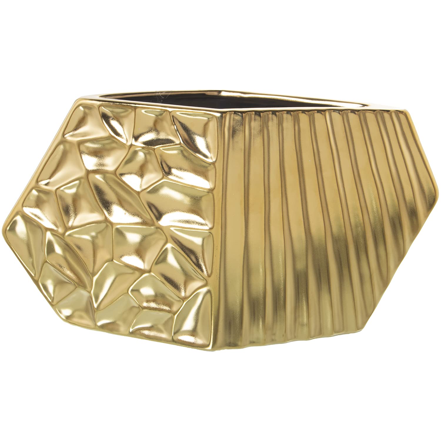 Vase en céramique doré 29x9x16cm pour décoration de table moderne