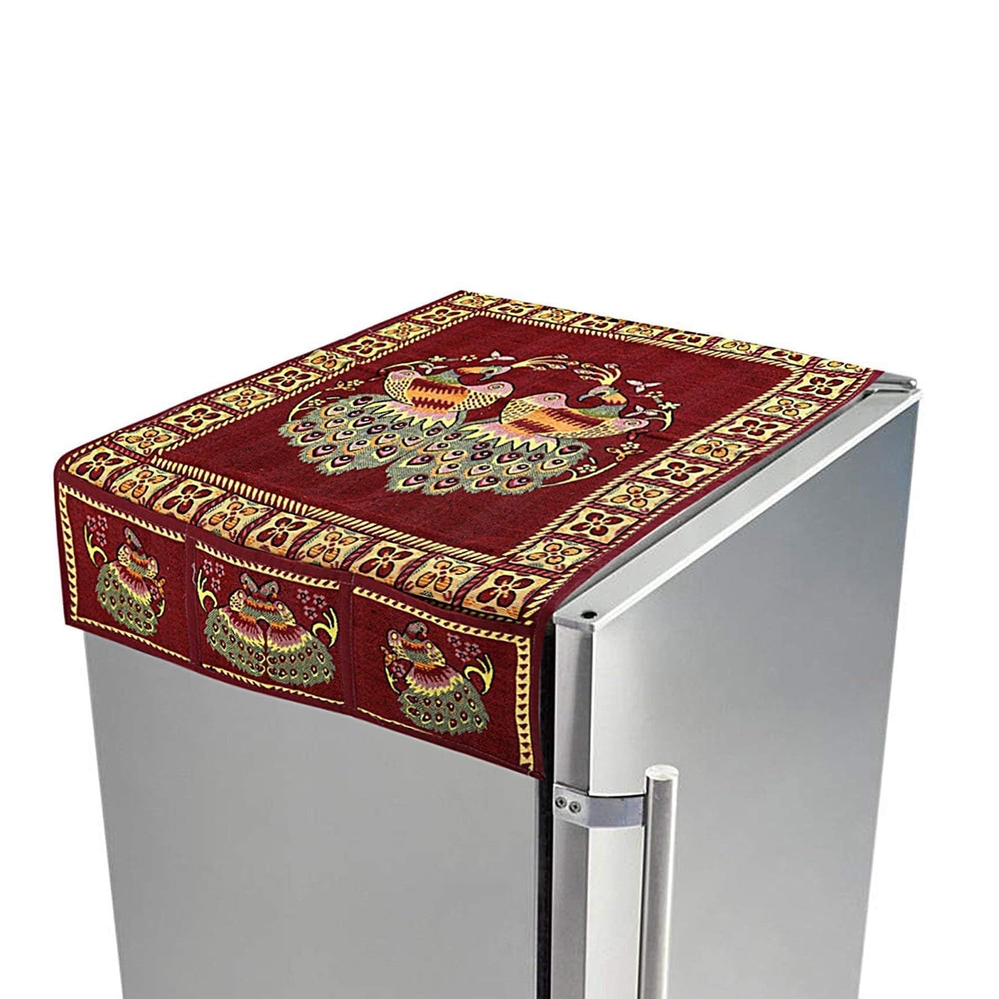 Colorful Fridge Cover - Cotton Rangoli Design -14 Colorful Fridge Cover - Cotton Rangoli Design -14