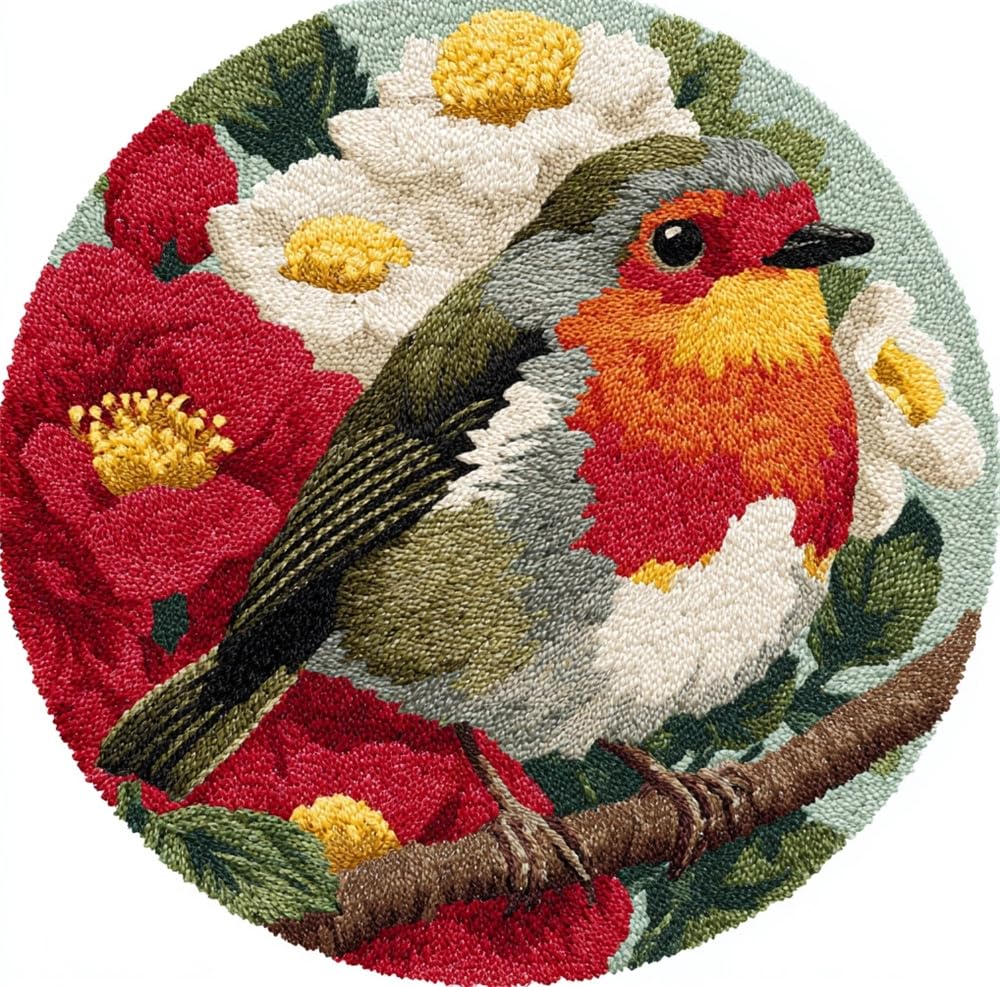 kitphoenix Latch Hook Rug Kit Robin Christmas Bird