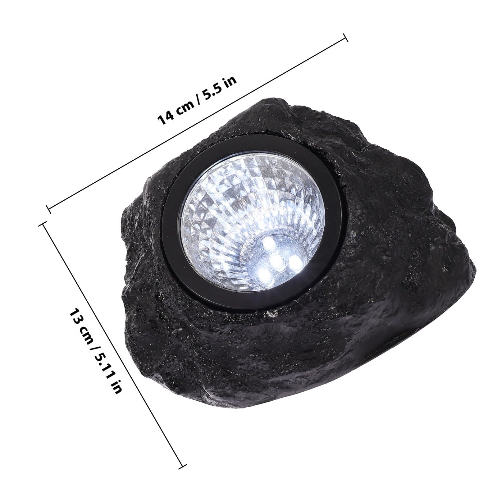 Kisangel Faretto da Esterno a Energia Solare 2 Pezzi Lampada da Giardino in Plastica Resistente 3 LED Design Pietra Simulata per Prato e Giardino Esterno