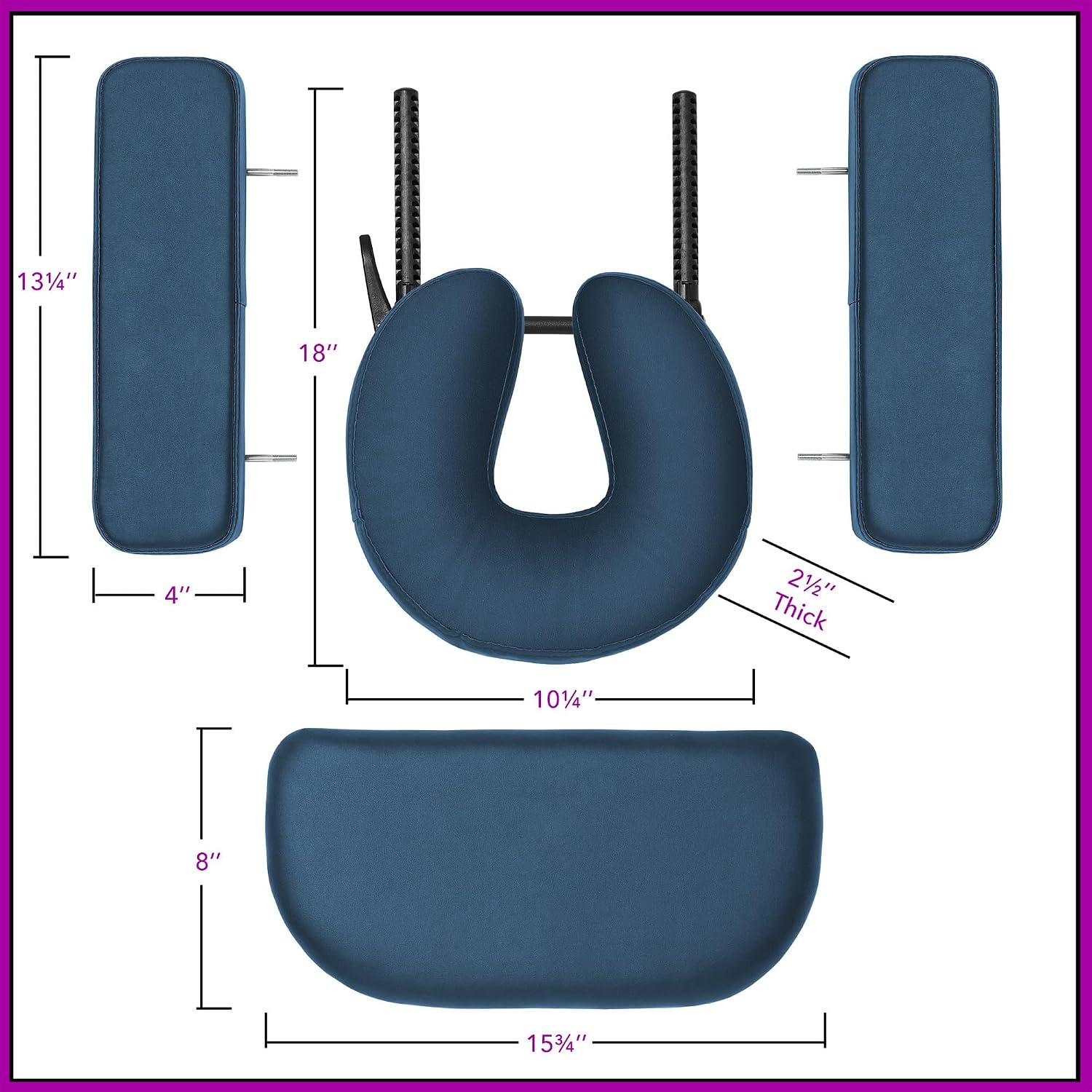  Professional Portable Lightweight Tri-Fold Massage Table with Aluminum Legs - Includes Headrest, Face Cradle, Armrests and Carrying Case, Blue thumbnail