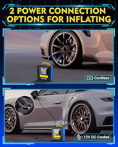 Miniatura 5 de Auxpower Inflador de neumáticos H4, compresor de aire portátil, bomba de aire de inflado rápido de 150 PSI con manómetro, apagado automático y luz