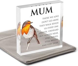 Those We Love Don't Go Away Memorial Plaque Heaven Sign - PERSONALISED Robin Memorial Gifts for Mum, Dad, Nanny, Grandad - Robin Memorial - Dad Mum Remembrance Gift - Memorial Keepsake - With Grey Bag