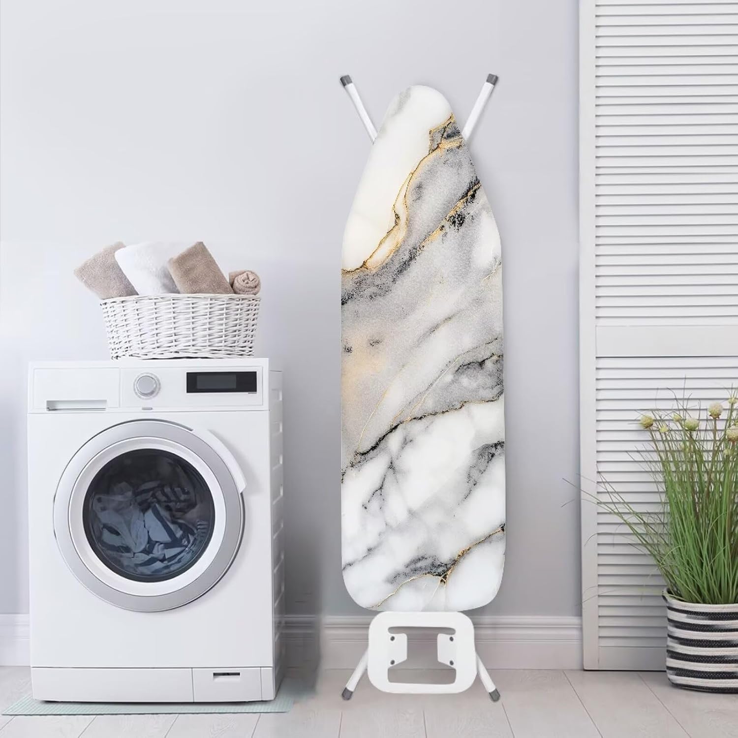 Soft Ironing Board Cover Marble Texture White Iron Dust Cover Table Top Home Decoration Standard Size 15 x 54 Inch Non Stick Scorch and Stain Resistant for Friends