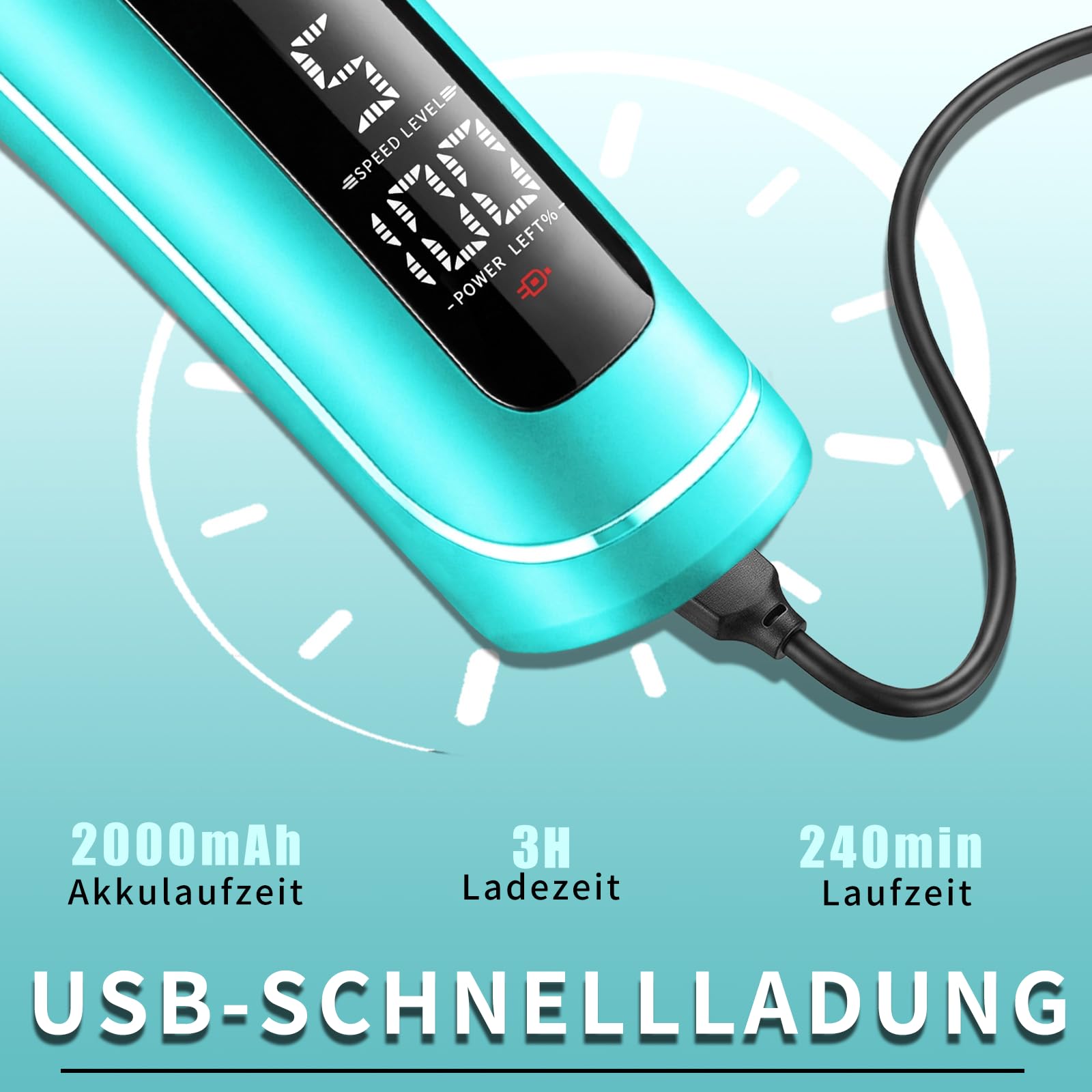 VGR 299 Konturen Haarschneidemaschine Profi, Trimmer Herren mit LED-Display | Kabelloses Haartrimmer Herren Mit Keramik-T-Klinge, 4 FüHrungskamm, 7000 U/Min Motor, 5 Geschwindigkeitsregler