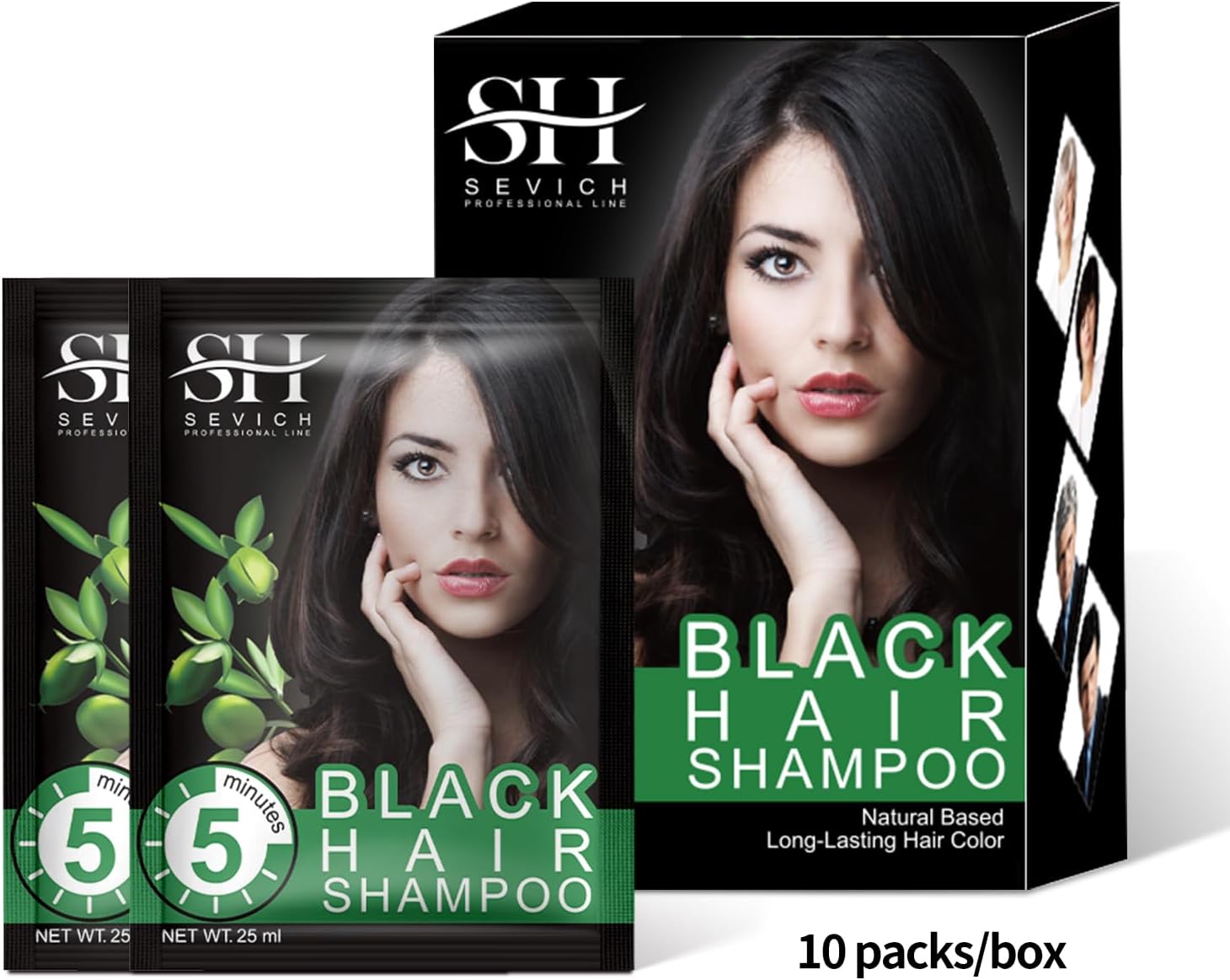 Black Hair Shampoo - Sevich Instantly Black Hair Dye, Natural Ingredients Hair Shampoo, Hair Strength Repair Conditioner, 5 Minutes Grey Cover