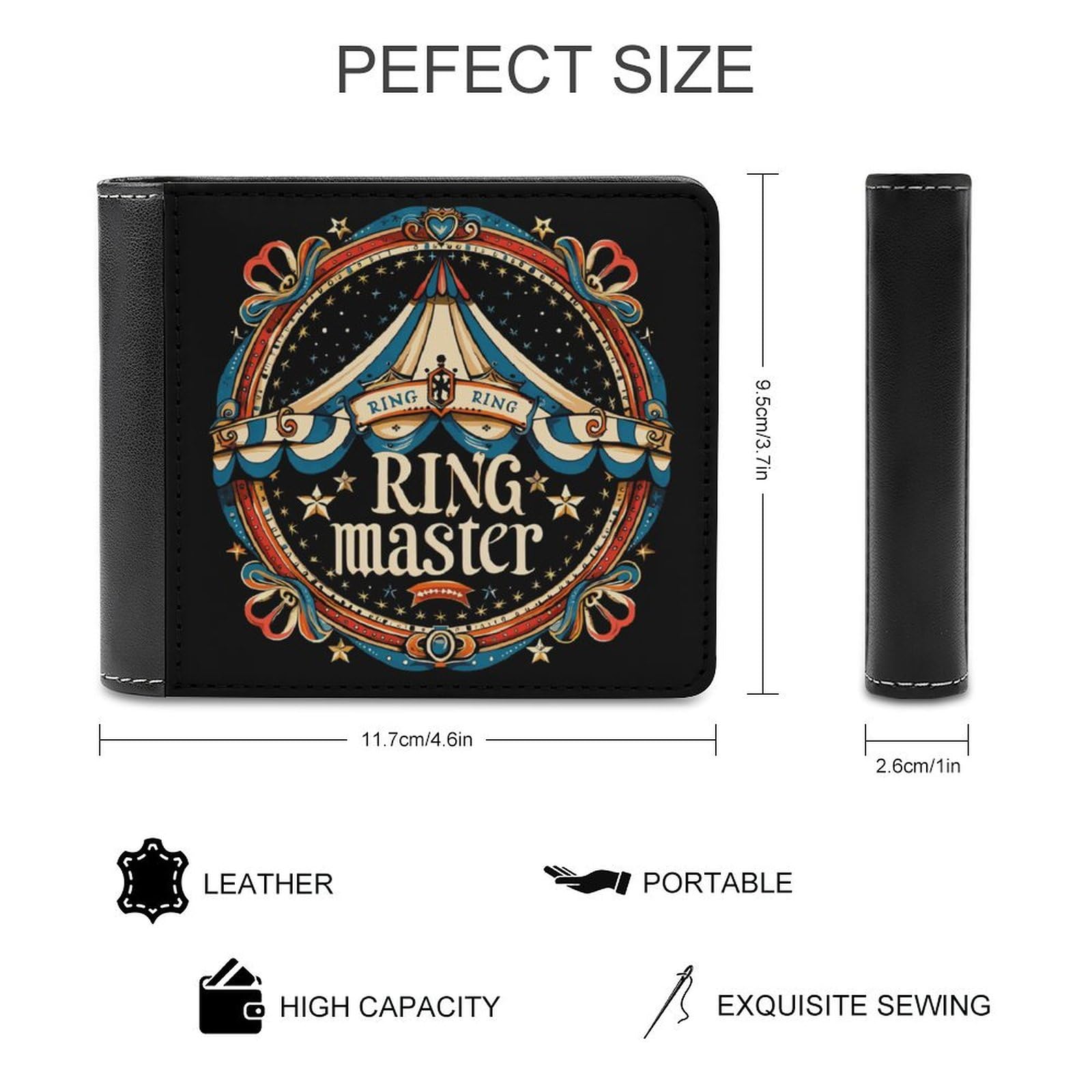 Ring Master Funny Billfold Wallet Credit Card Holder Slim Passcase Pouch Purse for Men Women