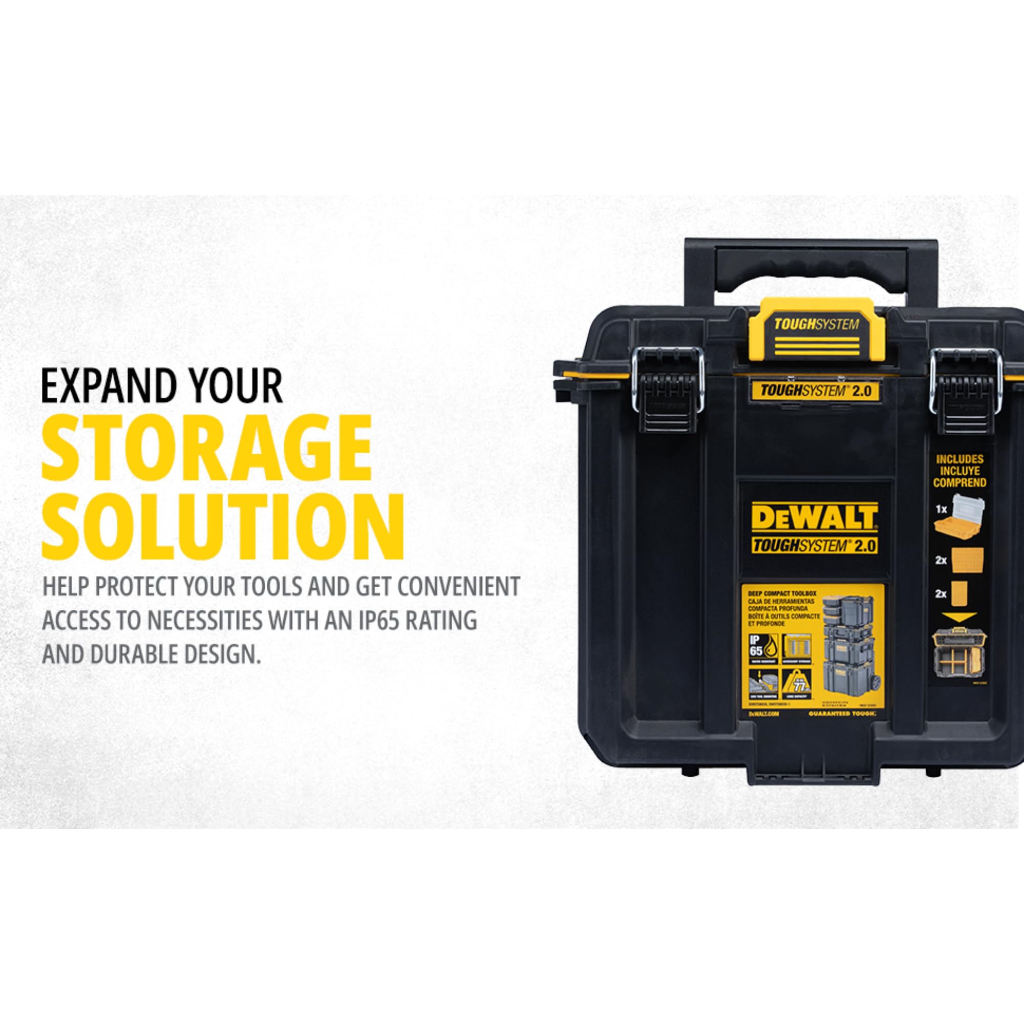 DEWALT TOUGHSYSTEM 2.0 Caja de herramientas compacta y duradera con separadores extraíbles (DWST08035)