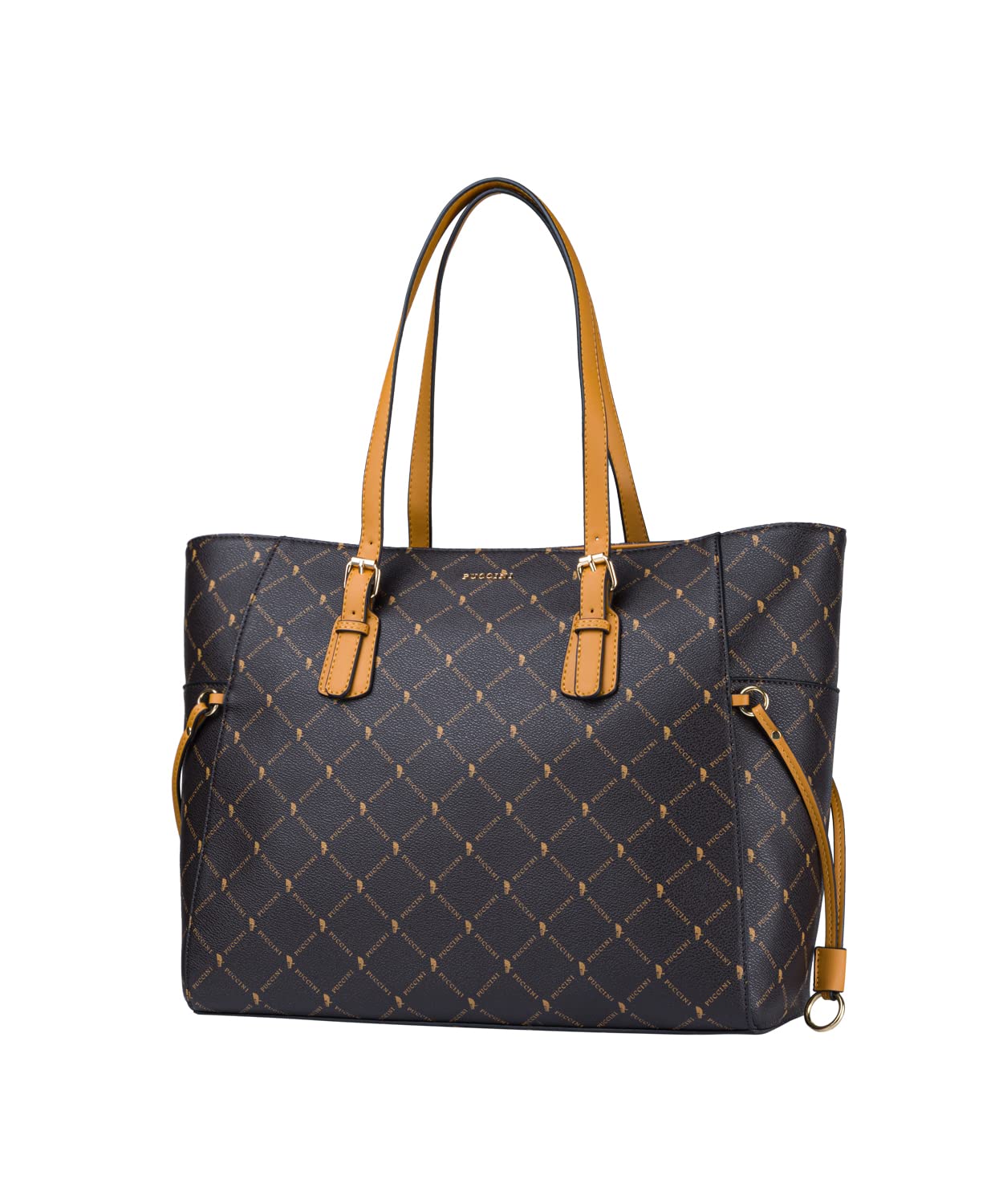 PUCCINI Damska torebka typu shopper z regulowanym uchwytem logowana