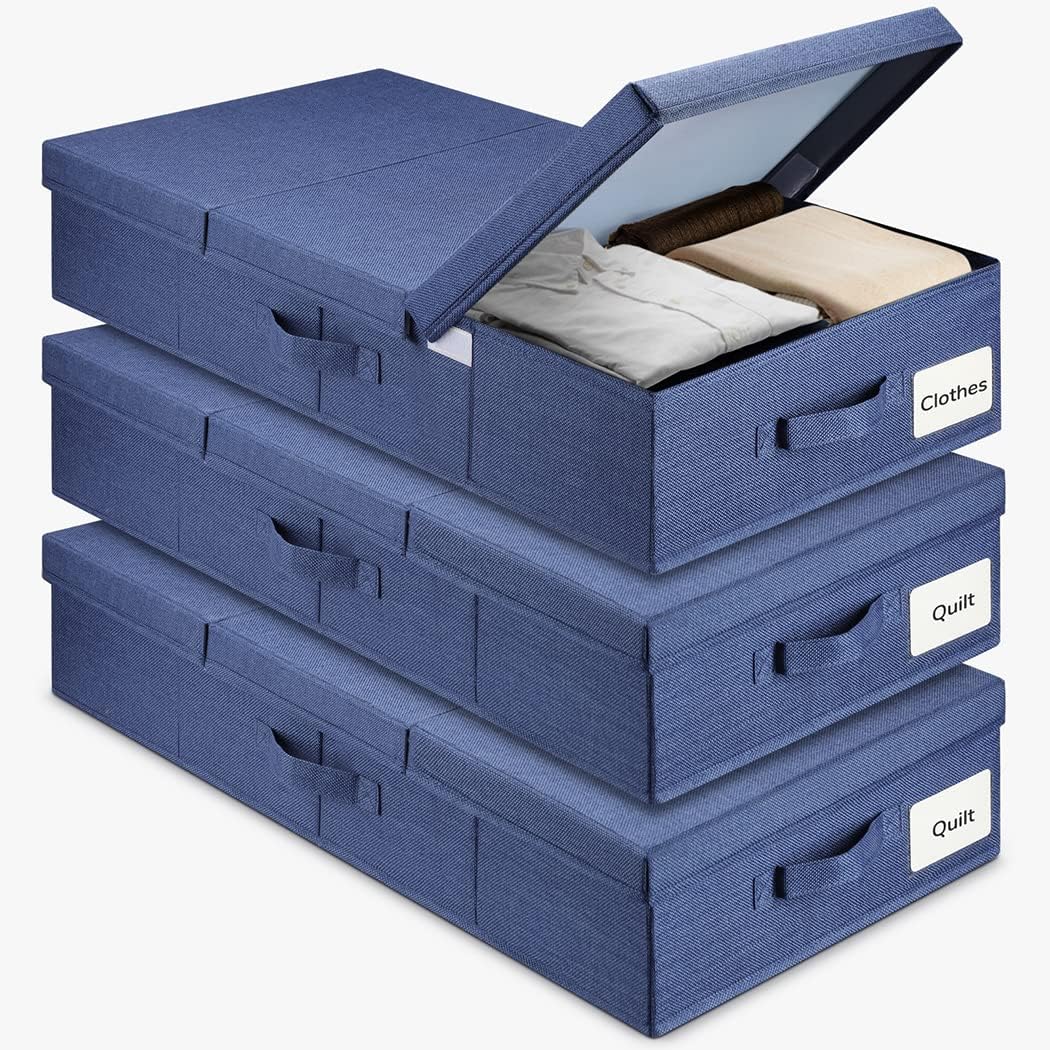 Under Bed Storage With Lids,3 Pack Large Underbed Storage