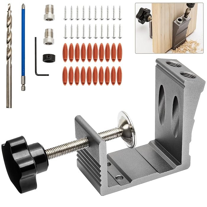 Buy Pocket Hole Jig Kit Positioner 15 Degree Pocket Hole Drill Jig