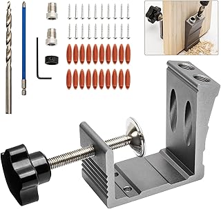 Pocket Hole Jig Kit Positioner 15 Degree Pocket Hole Drill Jig Screw Dowel Drill Joinery Kit Woodworking Punch Locator Tool for Pocket Hole Jig Sets