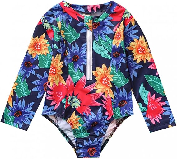 Amazon Co Jp Lucy Frank ベビー水着 長袖 Uvカット スイムウェア 女の子用 ビーチ 水着 ファッション 花柄 ワンピース水着 ジッパー 水着 レディース 人気 一体型 スクール水着 夏 速乾 快適 スイミング プール 旅行 温泉 水遊び 練習用 スポーツ アウトドア