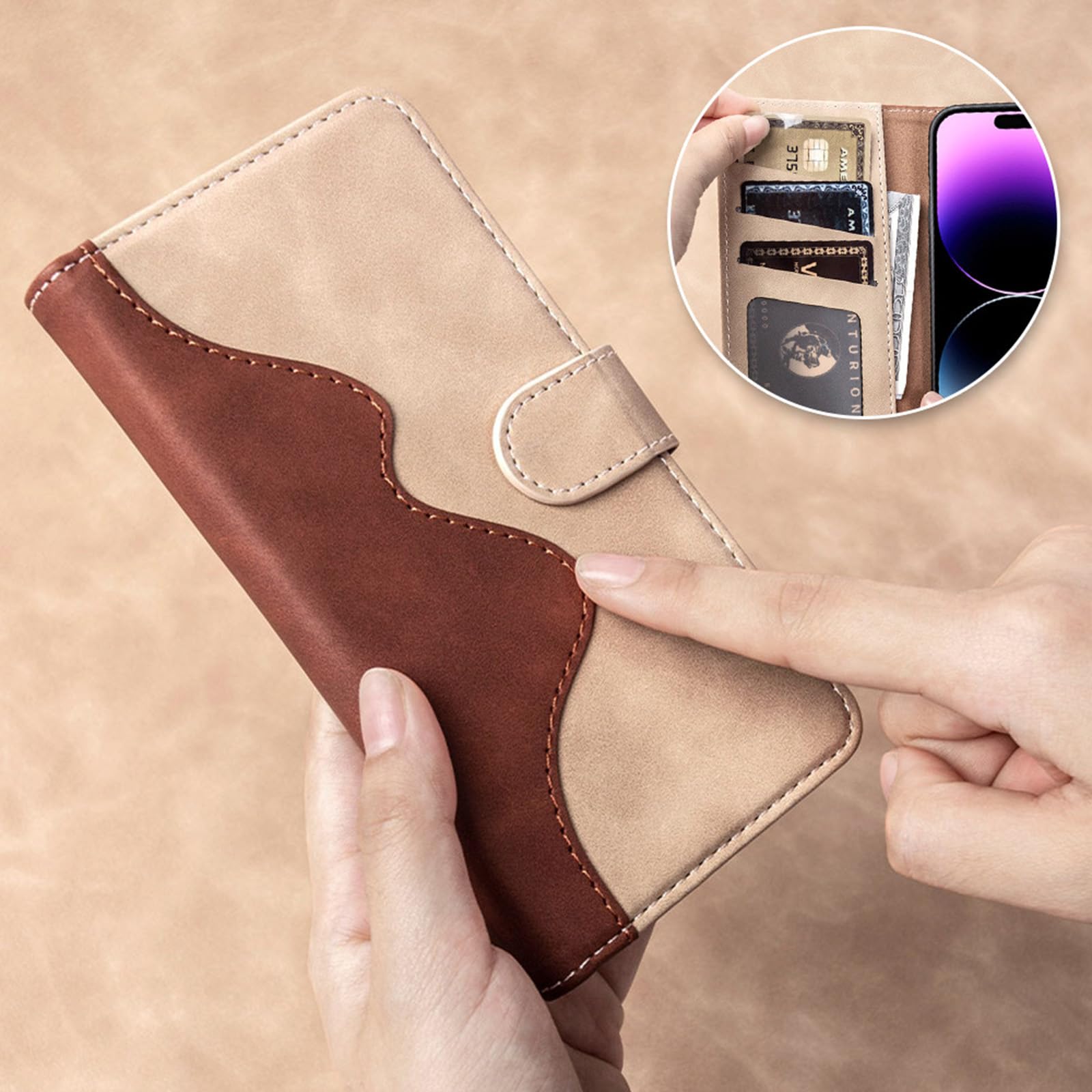 Skórzane etui do iPhone 15 Pro Max/15 Pro/15 Plus/15, magnetyczne etui z klapką, folio portfel, etui na telefon z 3 przegródkami na karty, etui chroniące przed upadkiem, zielone, 15ProMax