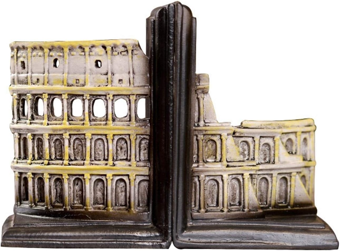 YYOBKDecorative Bookends,Office Bookends,Bookends of The Colosseum,Book Ends for Heavy Books,Book Holders for Shelves,Book Stoppers for Coffee Shop,Bar,Home (12 * 9 * 16.5cm)