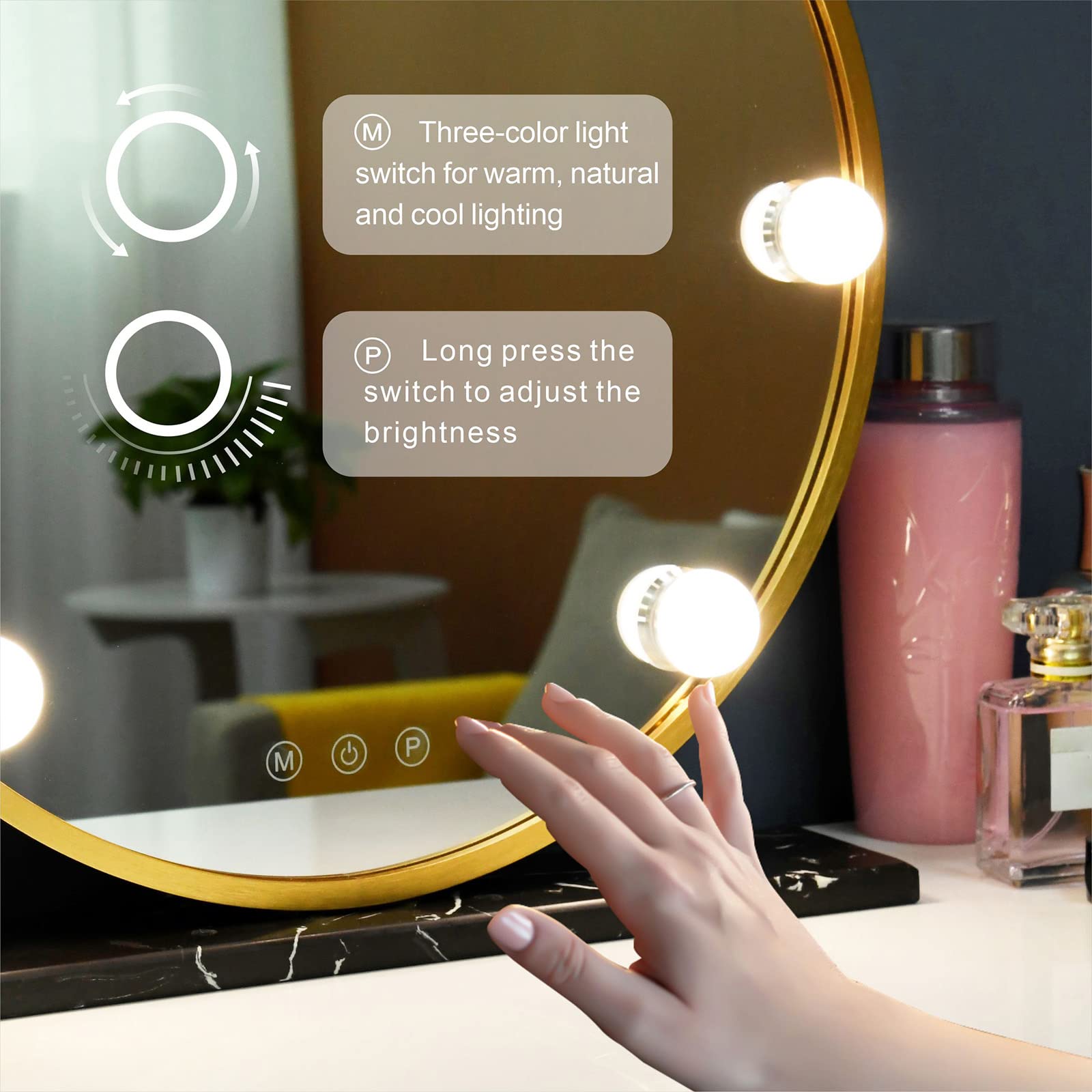 Leadzones Makeup Vanity Mirror with 7 LED Lights 3 Color Modes ...