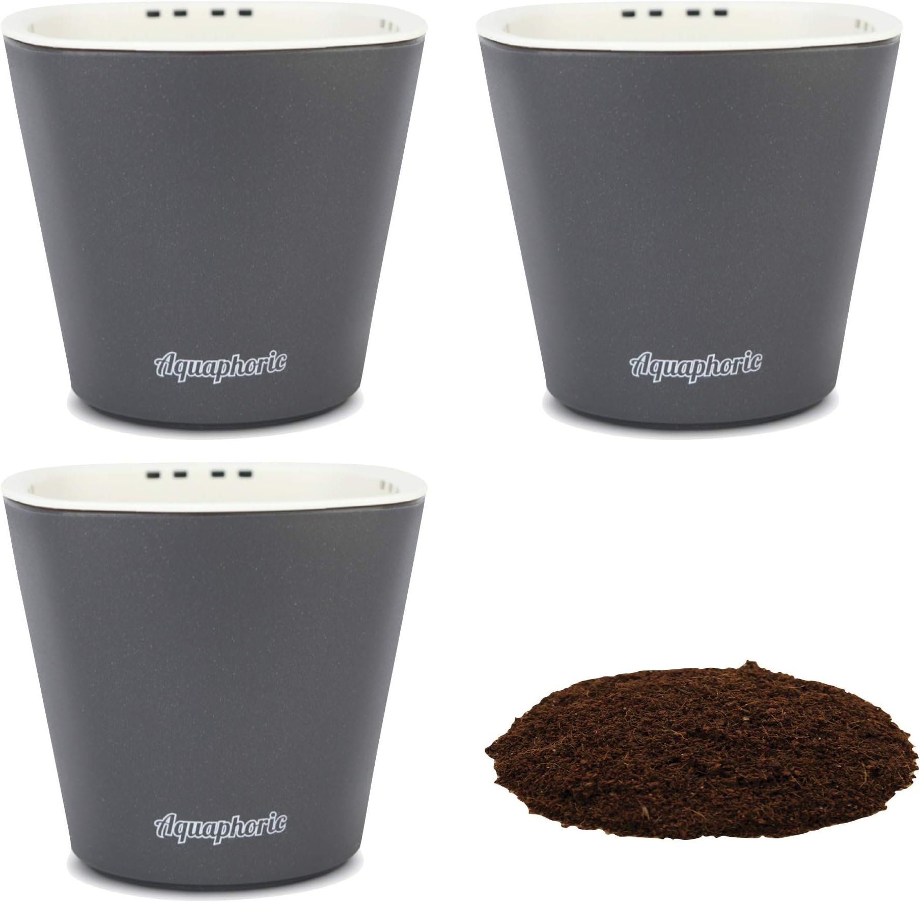 Window Garden – Aquaphoric Self Watering Mini Planter Pots (3 Pack) – Grow On Indoor Sill. Perfect for Potting Small Plants, Herbs, African Violets, Succulents, or Start Seedlings.