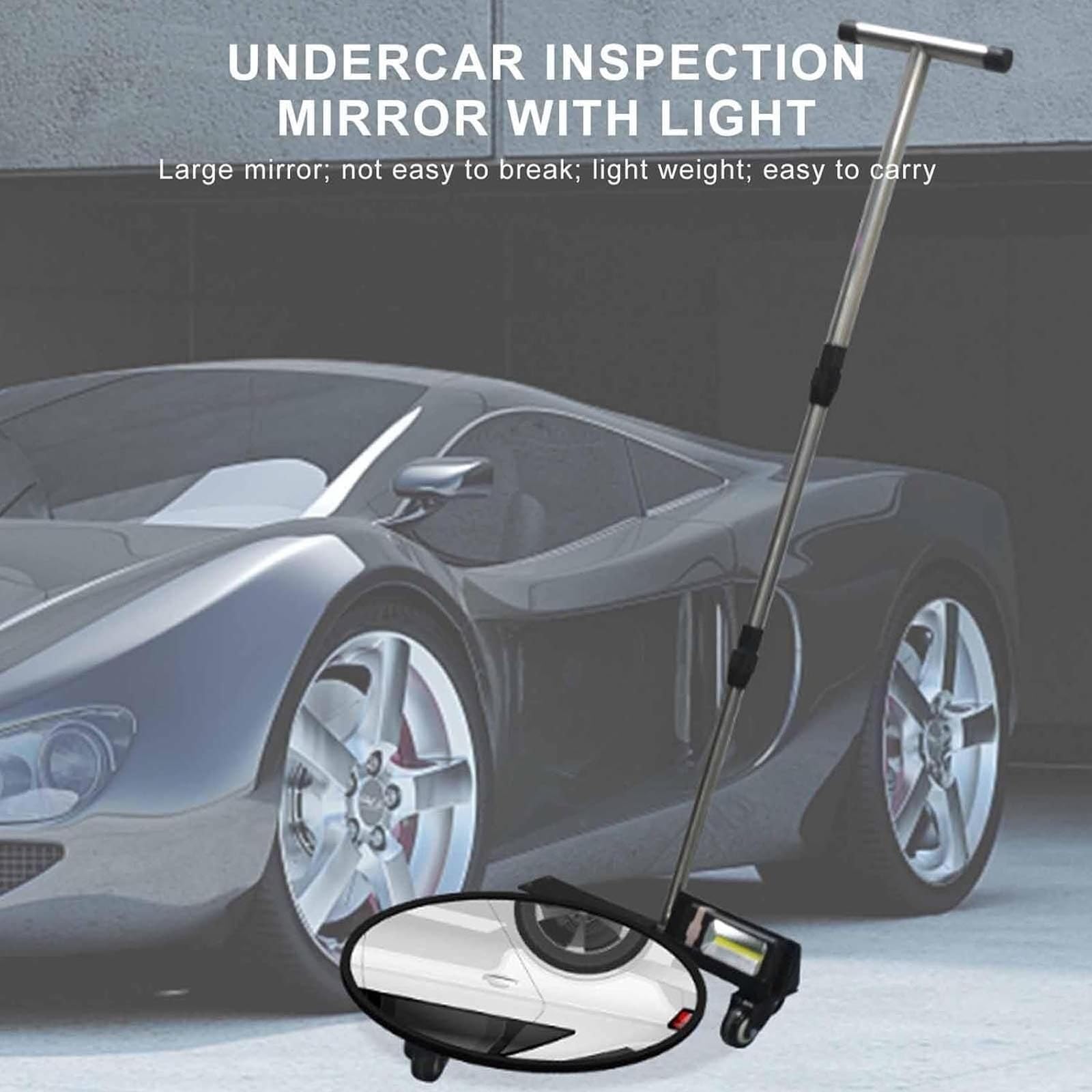 Espejo De Inspección Telescópico Con Luz Led Y Pulley-Debaje De Espejo De Vehículo-Longitud Ajustable &300/400Mm Espejo Convexo, Para La Mecánica, Controles De Menos Del Coche Y Área Difícil De Alcanz