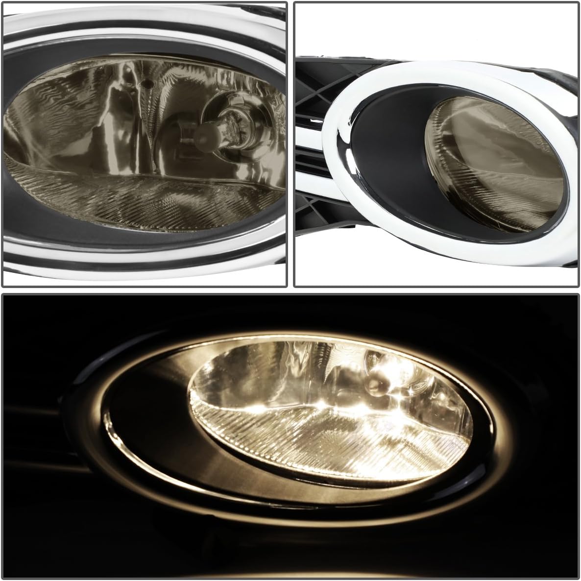 Auto Dynasty Fog Lights Assembly Compatible with 2014-2016 Honda Odyssey Front Bumper Driving Fog Lamps w/Switch and Bezel, Driver and Passenger Side, Smoked Lens