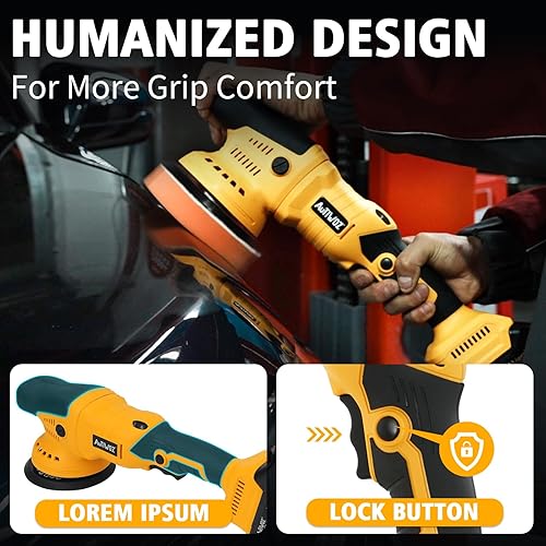 Miniatura 7 de Pulidora inalámbrica para automóvil, 2 baterías de 2000 mAh 21 V, pulidora orbital aleatoria de 5 pulgadas para detalles de automóviles, encerado,