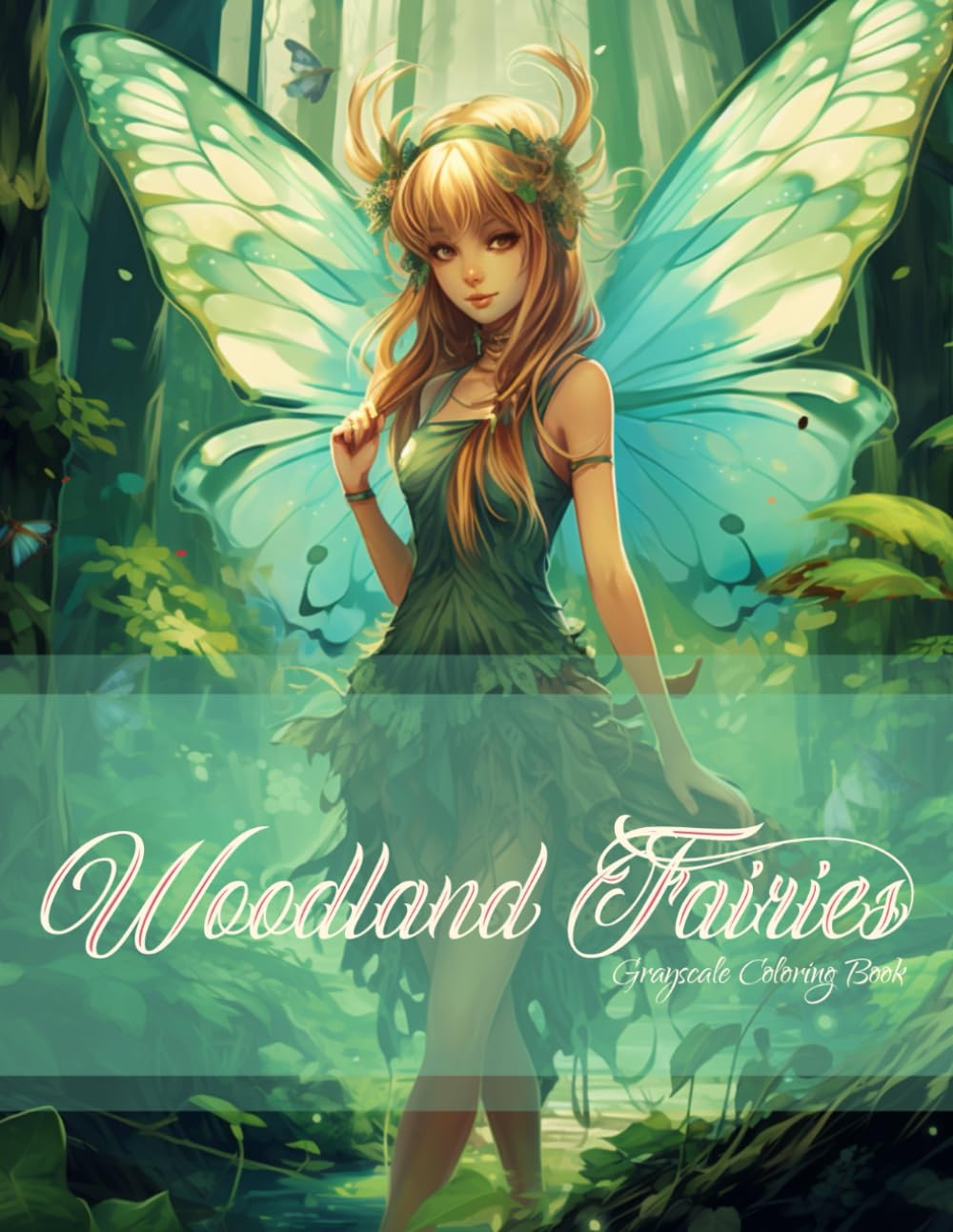 Woodland Fairies: Grayscale coloring book for adults
