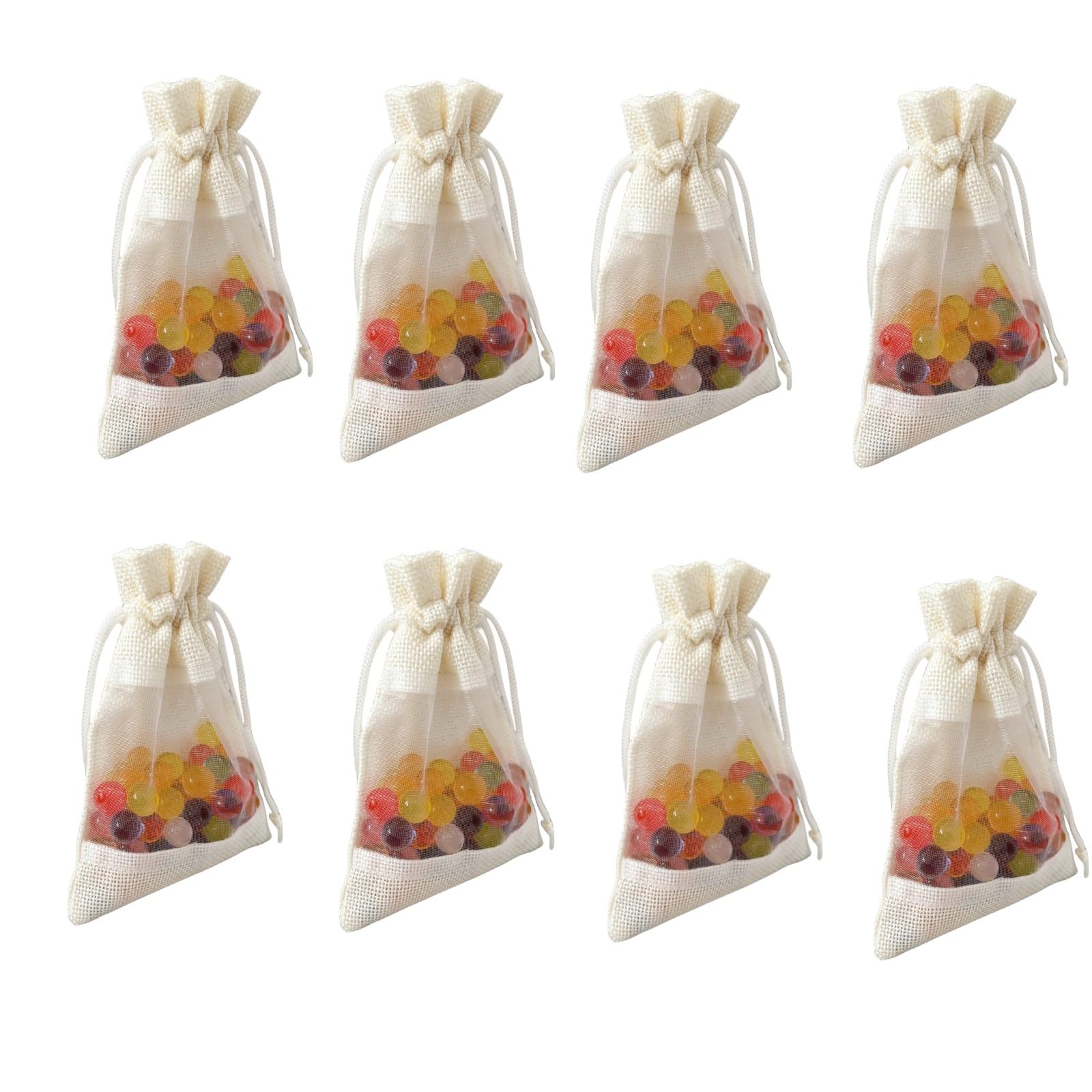 Sanrich 20 Pack Floral Burlap Drawstring Bags 4 X 5.5 Inch