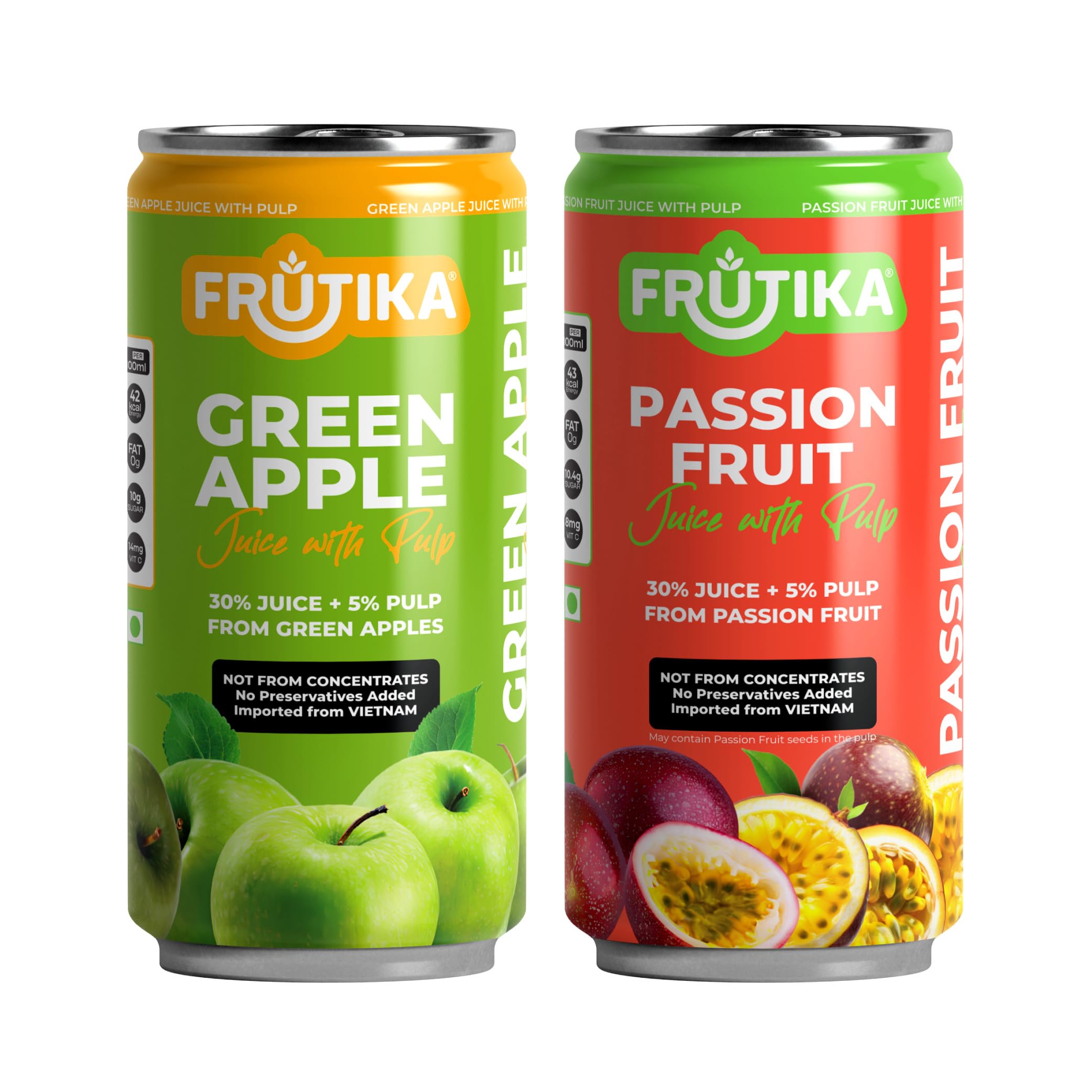 Frutika Imported Green Apple and Passion Fruit Juice With Pulp | 3 x Green Apple and 3 x Passion Fruit | Pack of 6 Cans | Imported from Vietnam (B0D2LJM82W) Amazon Price History, Amazon Price Tracker