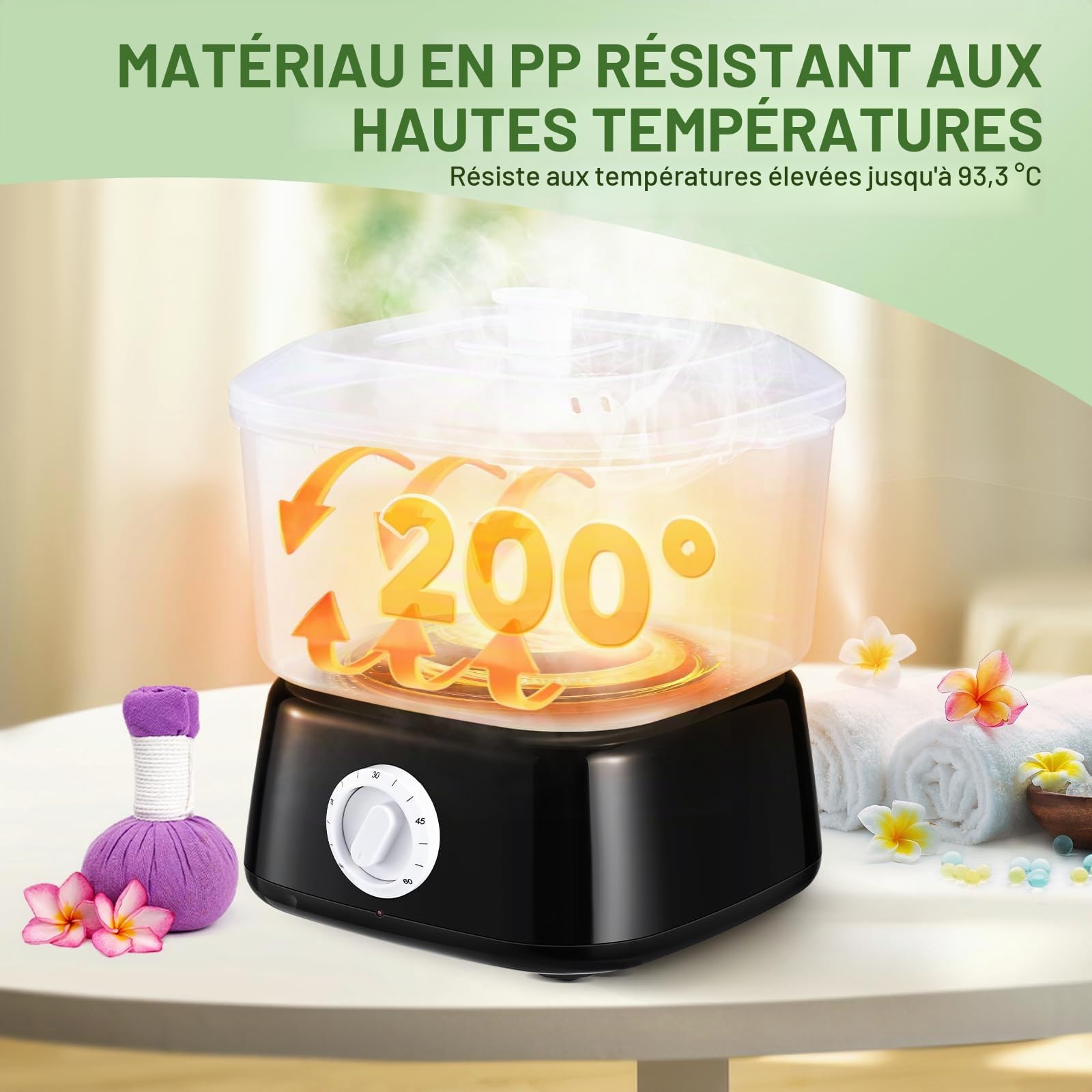 Chauffe Serviette, Chauffe Serviette Esthetique avec Pince à Serviette 202°F en 10 Minutes, Seche Serviette Electrique Vapeur pour Spa, Salon, Rasage (Noir)