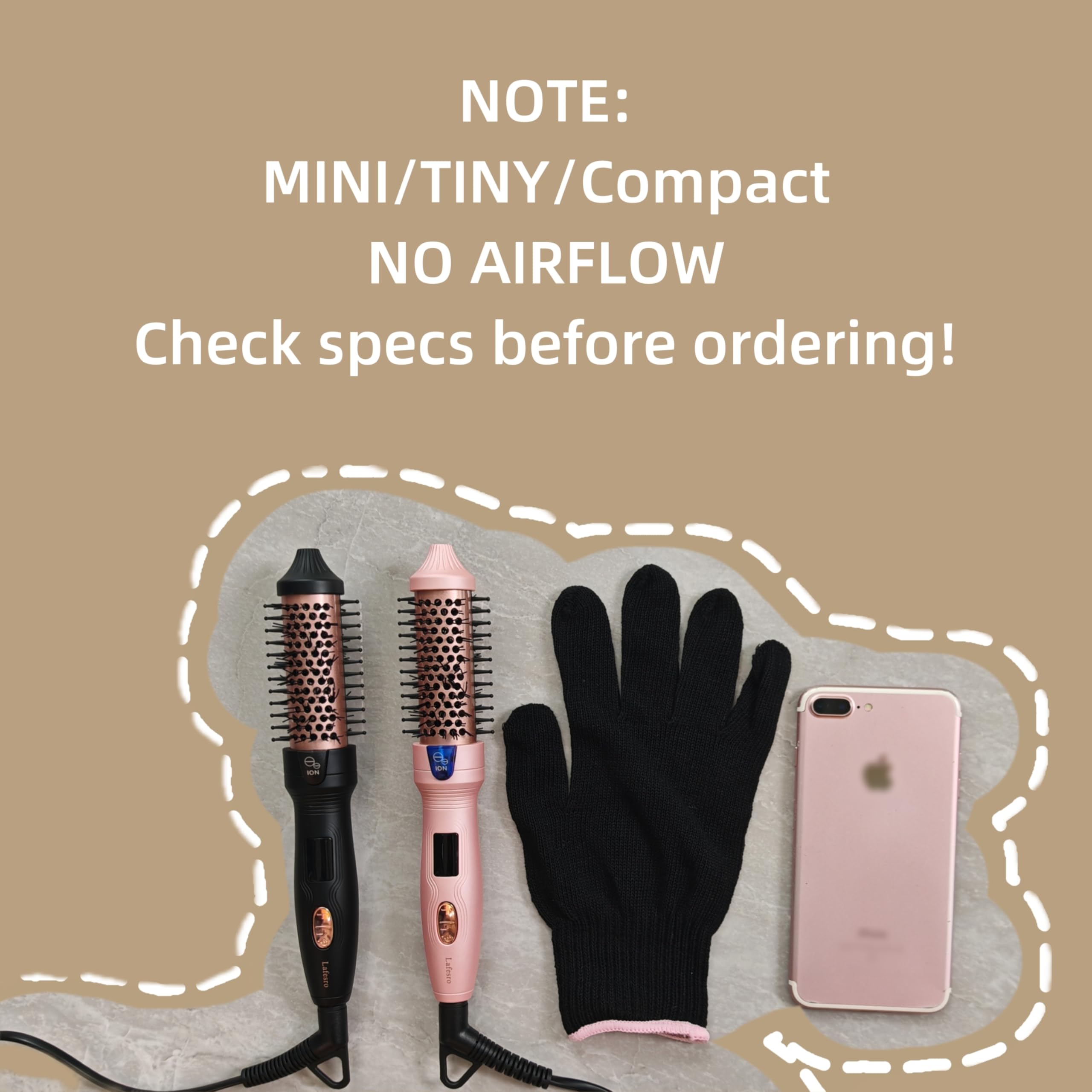 Thermal Brush, 27mm Brosse Thermique Brushing, MINI brosse chauffante, Fer à boucler ionique en tourmaline céramique pour cheveux courts à mi-longs, Température réglable, Double tension, Noir