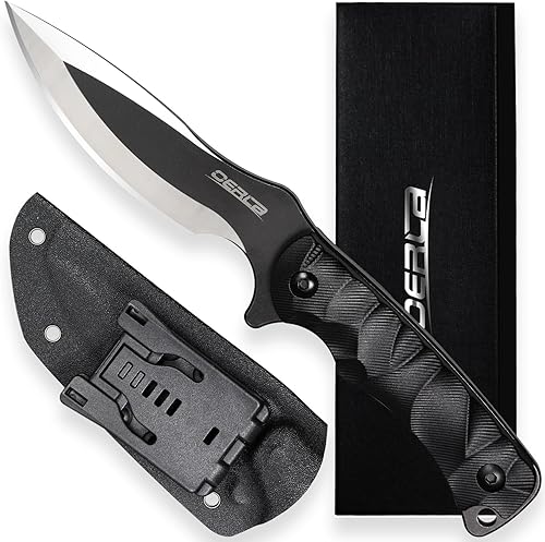 OERLA TAC OLL-005 Cuchillo al aire libre Hoja fija Camping Caza Supervivencia Campo Cuchillo 420HC Hoja de acero de espiga completa con funda Kydex