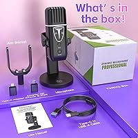 Vista 7 de Micrófono para iPhone, micrófono USB con cancelación de ruido para computadora de PC, teléfono tipo C, silencio táctil, micrófono de control de eco