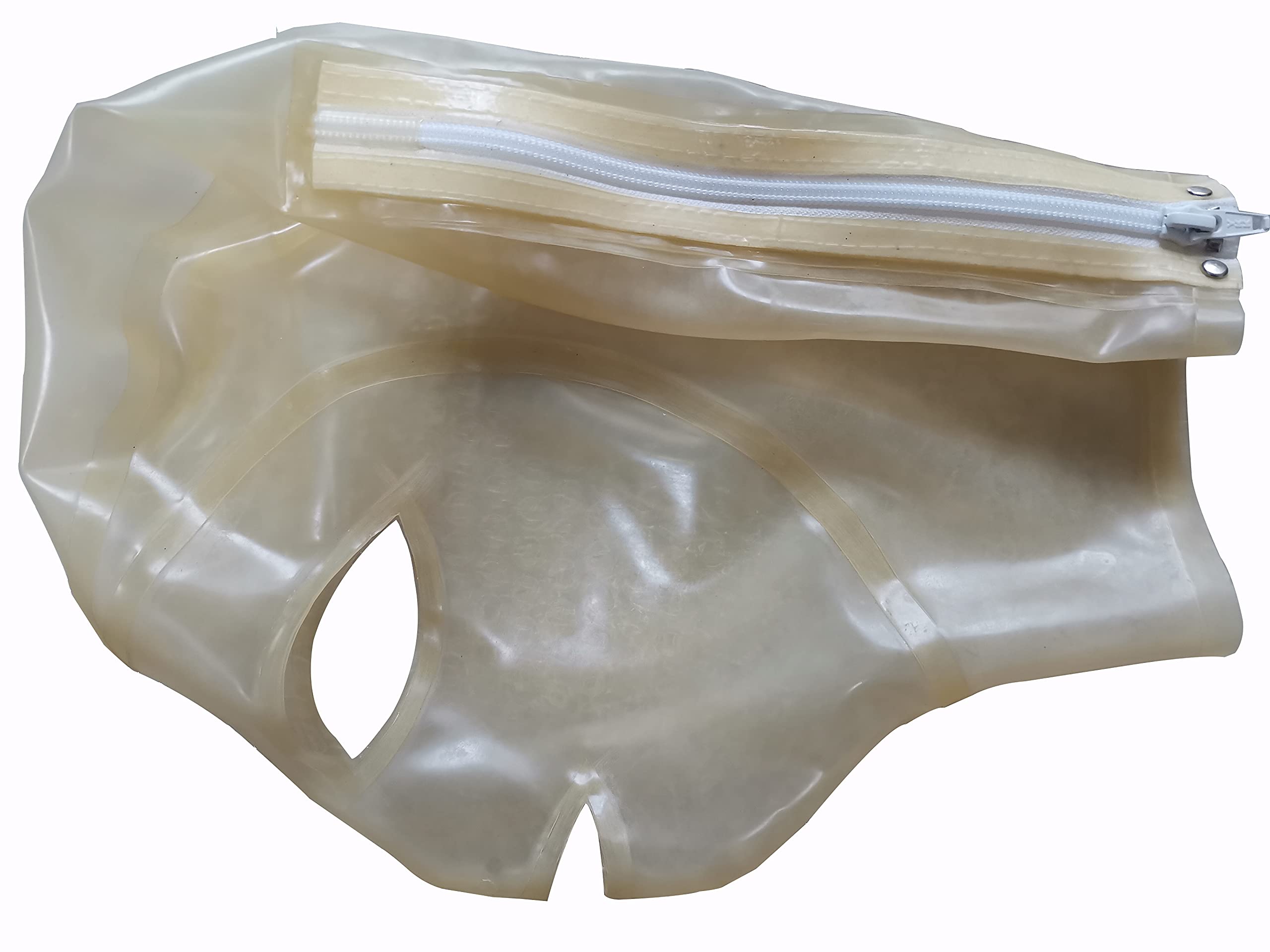 MFMYEE Cagoule en latex transparent, laissant apparaître les yeux et la bouche, masque de jeu de rôle SM/bondage, masque de fête/Halloween, avec fermeture éclair. (M)
