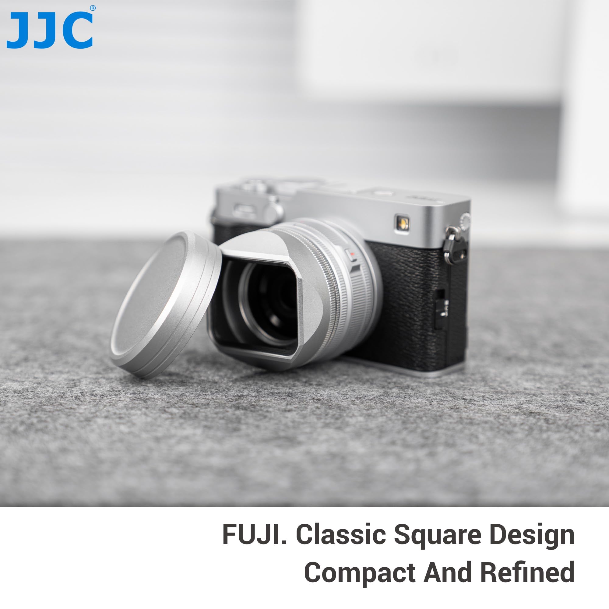 JJC Metal Bayonet Lens Hood & Cap con anello adattatore compatibile con Fujifilm X-E5 + XF 23mm F2.8 R WR, XF27mm F/2.8 R WR, XF27mm F2.8, Fits Ф39mm Filter, sostituisce Fuji LH-XF27 Silver